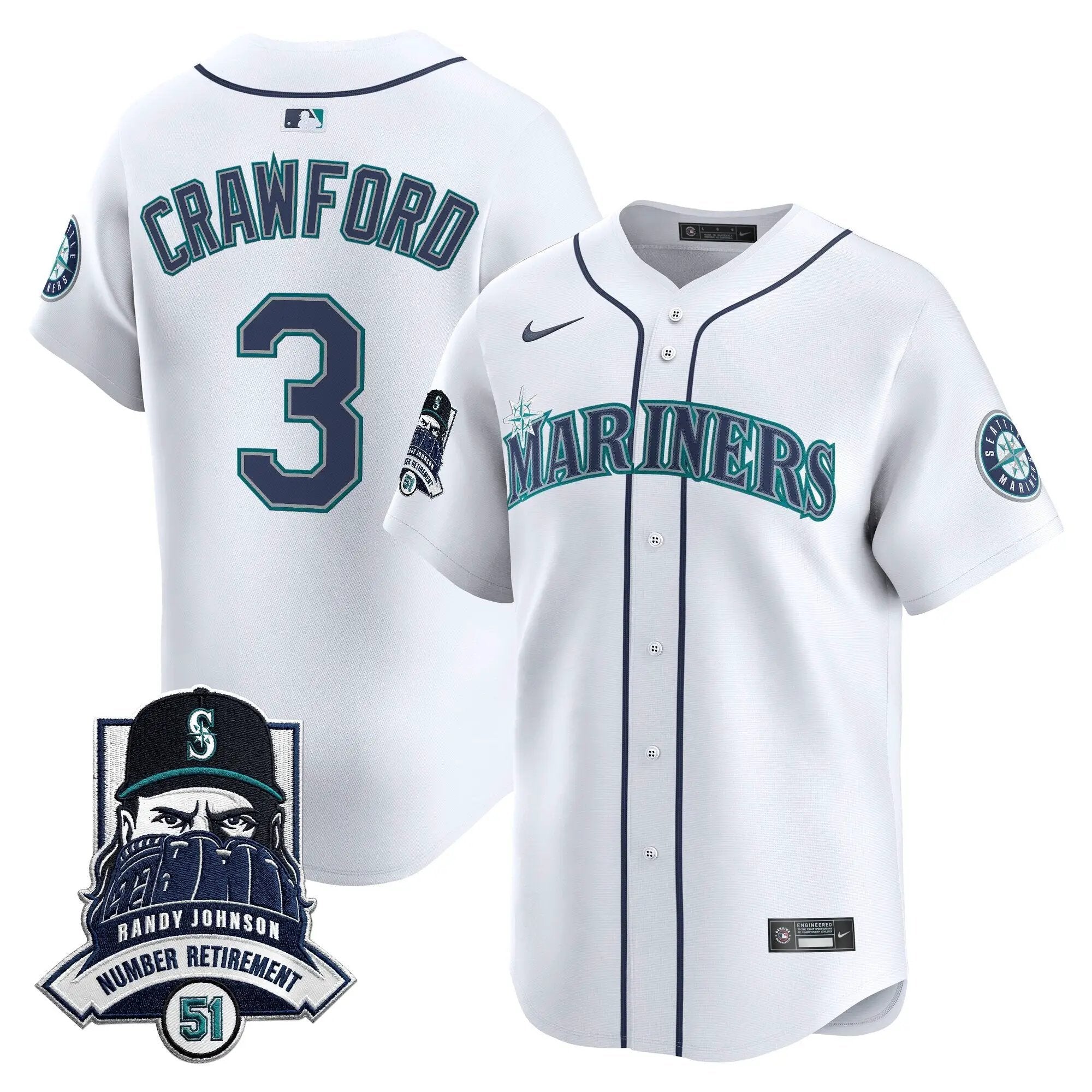 Seattle Mariners Hall-of-Famer Randy Johnson Patch Vapor Premier Limited Jersey - All Stitched by Digigearus