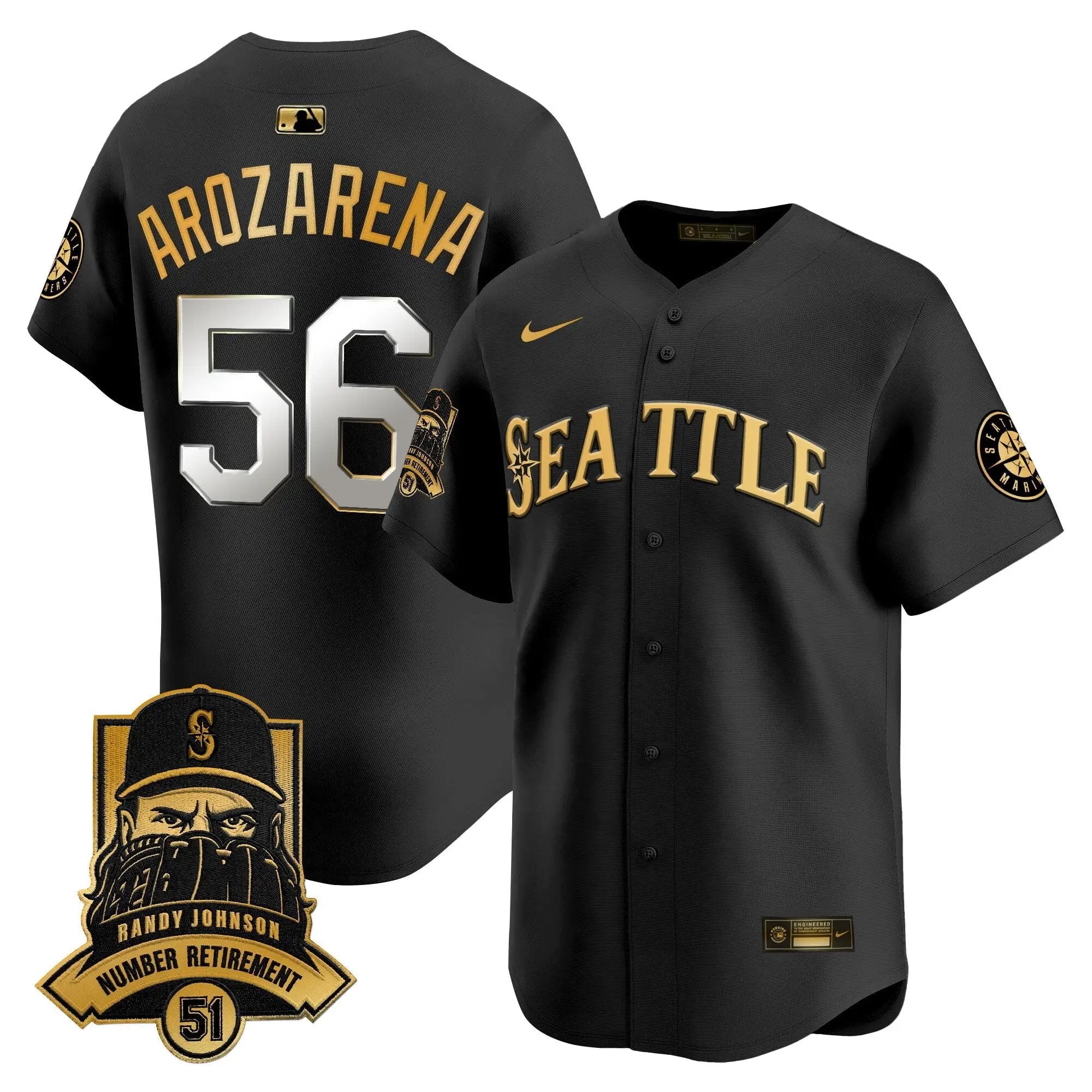 Seattle Mariners Hall-of-Famer Randy Johnson Patch Vapor Premier Limited Jersey - All Stitched by Digigearus