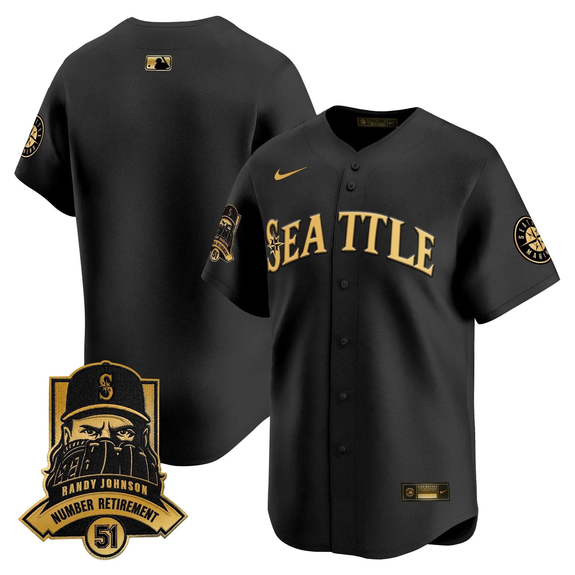 Seattle Mariners Hall-of-Famer Randy Johnson Patch Vapor Premier Limited Jersey - All Stitched by Digigearus