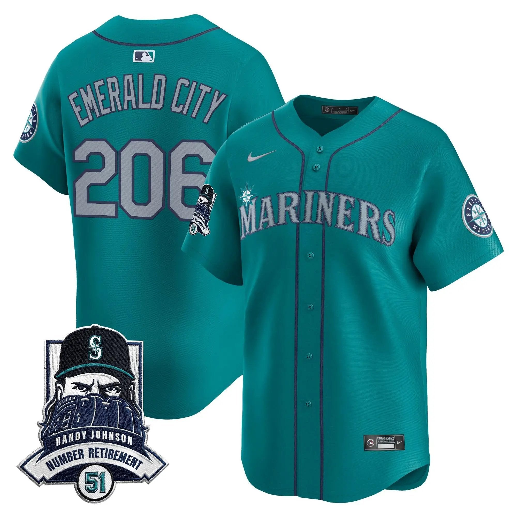 Seattle Mariners Hall-of-Famer Randy Johnson Patch Vapor Premier Limited Jersey - All Stitched by Digigearus