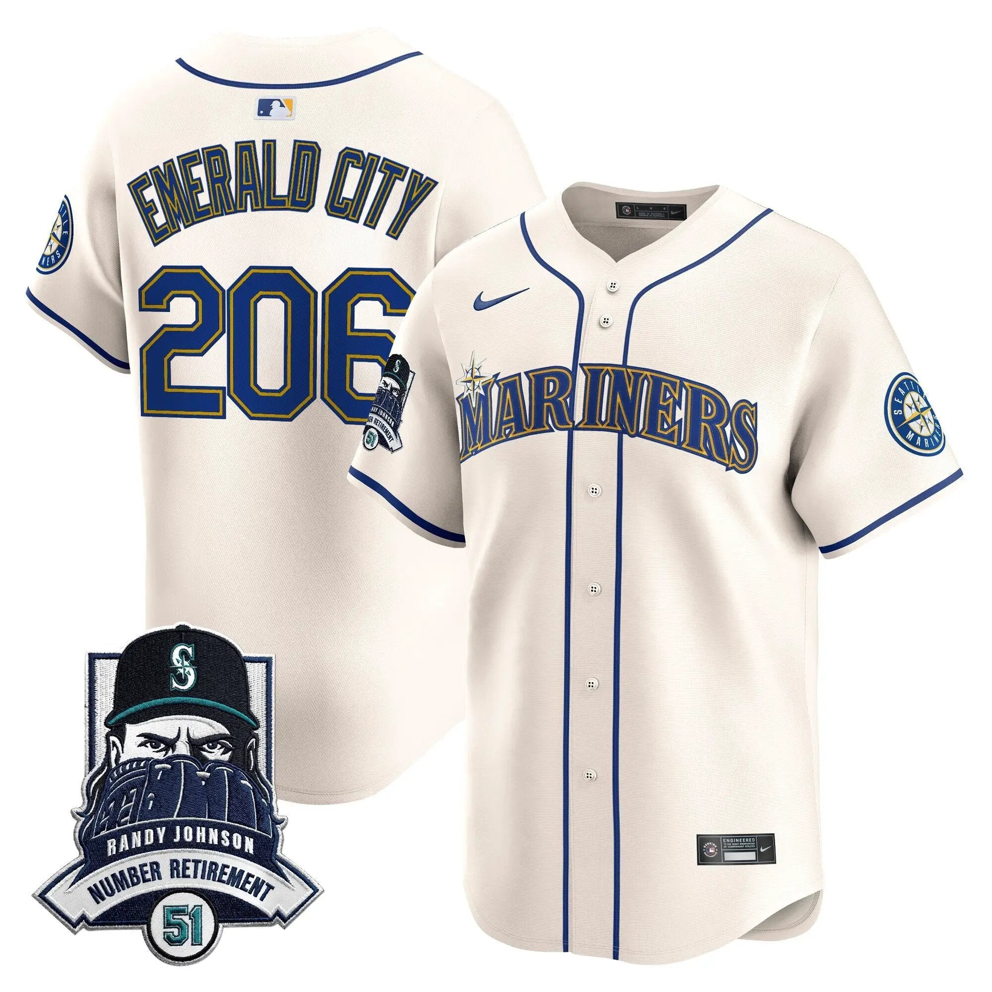 Seattle Mariners Hall-of-Famer Randy Johnson Patch Vapor Premier Limited Jersey - All Stitched by Digigearus