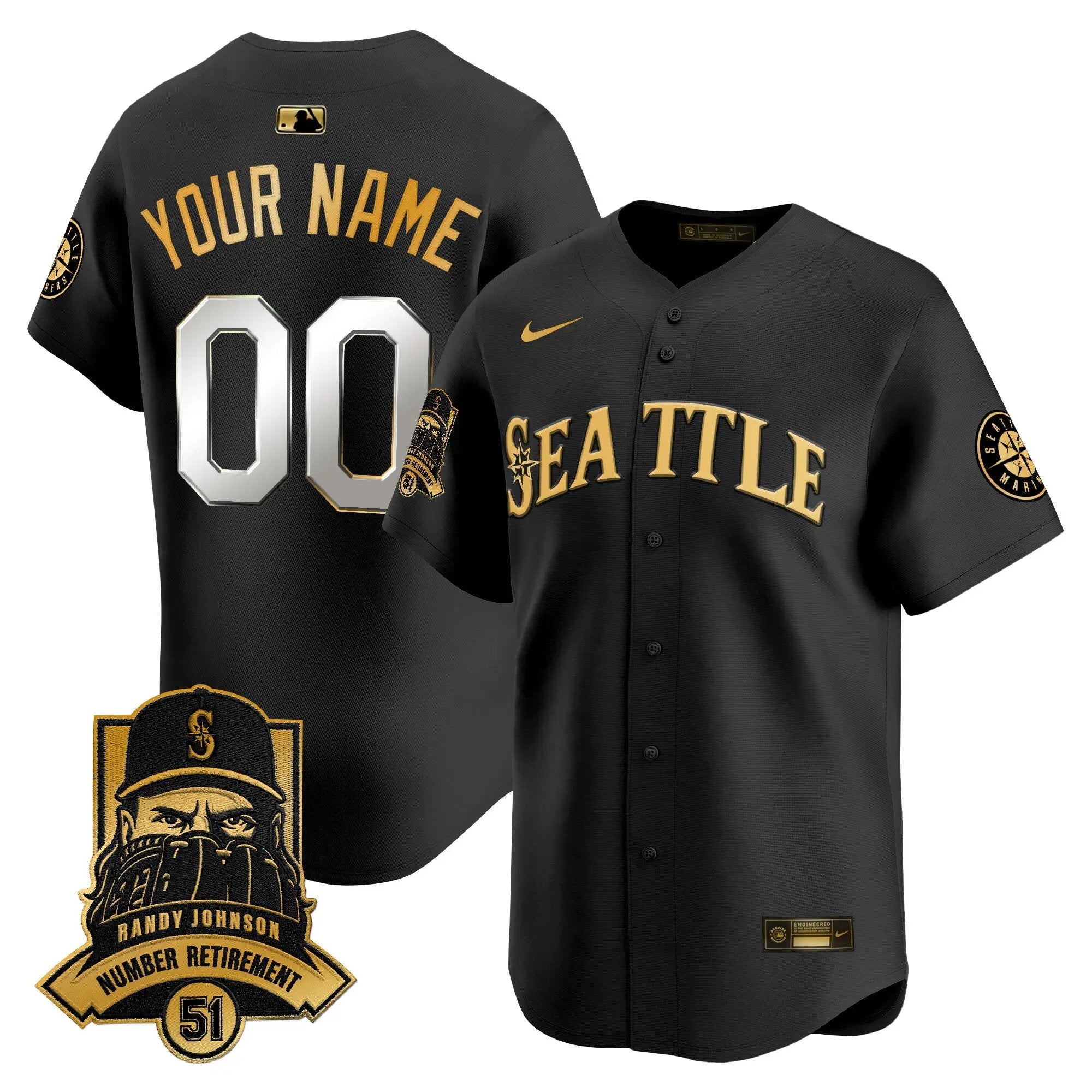 Seattle Mariners Hall-of-Famer Randy Johnson Patch Vapor Premier Limited Custom Jersey - All Stitched by Digigearus