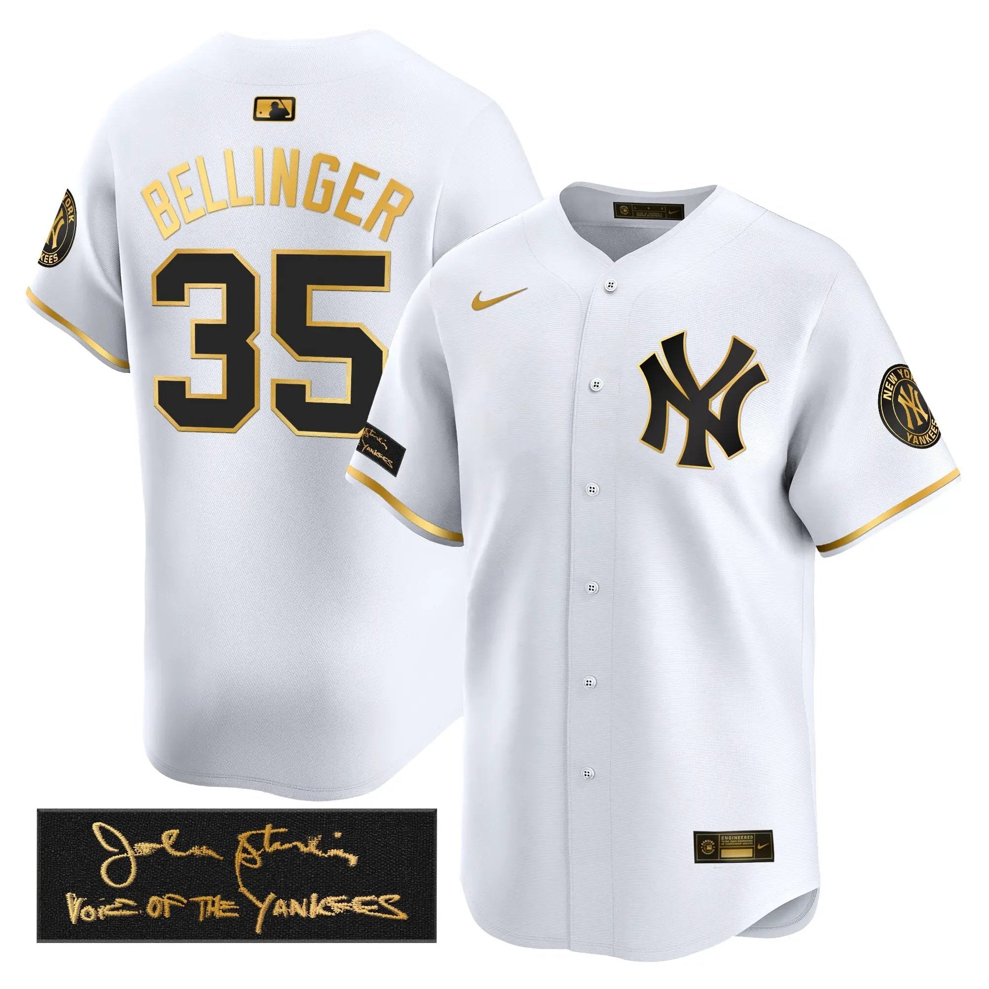 NYY John Sterling "The Voice of the Yankees" Tribute Patch Vapor Premier Limited Jersey - Stitched by Digigearus