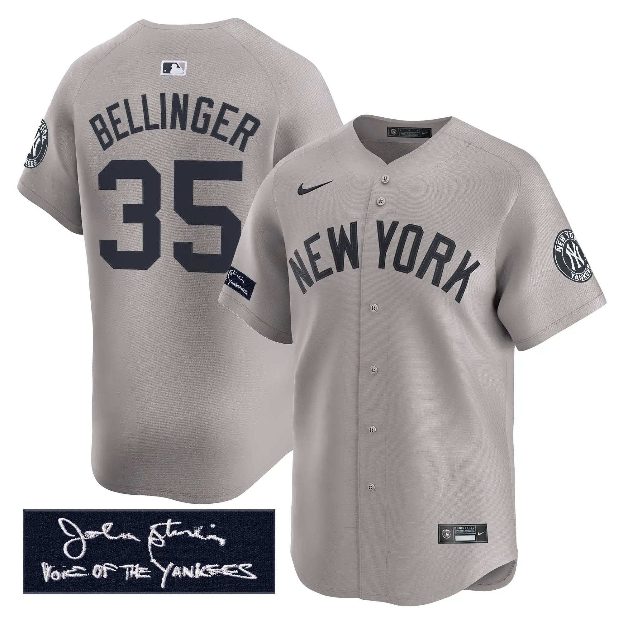 NYY John Sterling "The Voice of the Yankees" Tribute Patch Vapor Premier Limited Jersey - Stitched by Digigearus