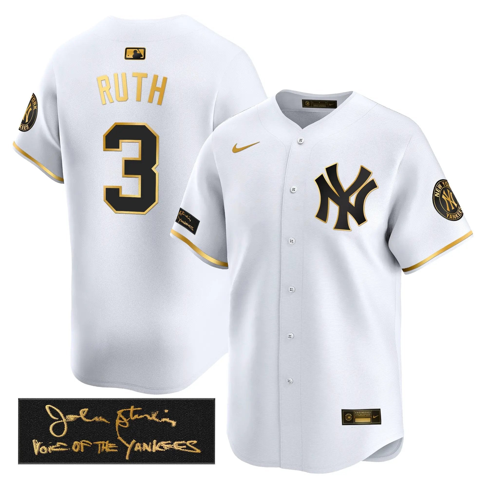 NYY John Sterling "The Voice of the Yankees" Tribute Patch Vapor Premier Limited Jersey - Stitched by Digigearus