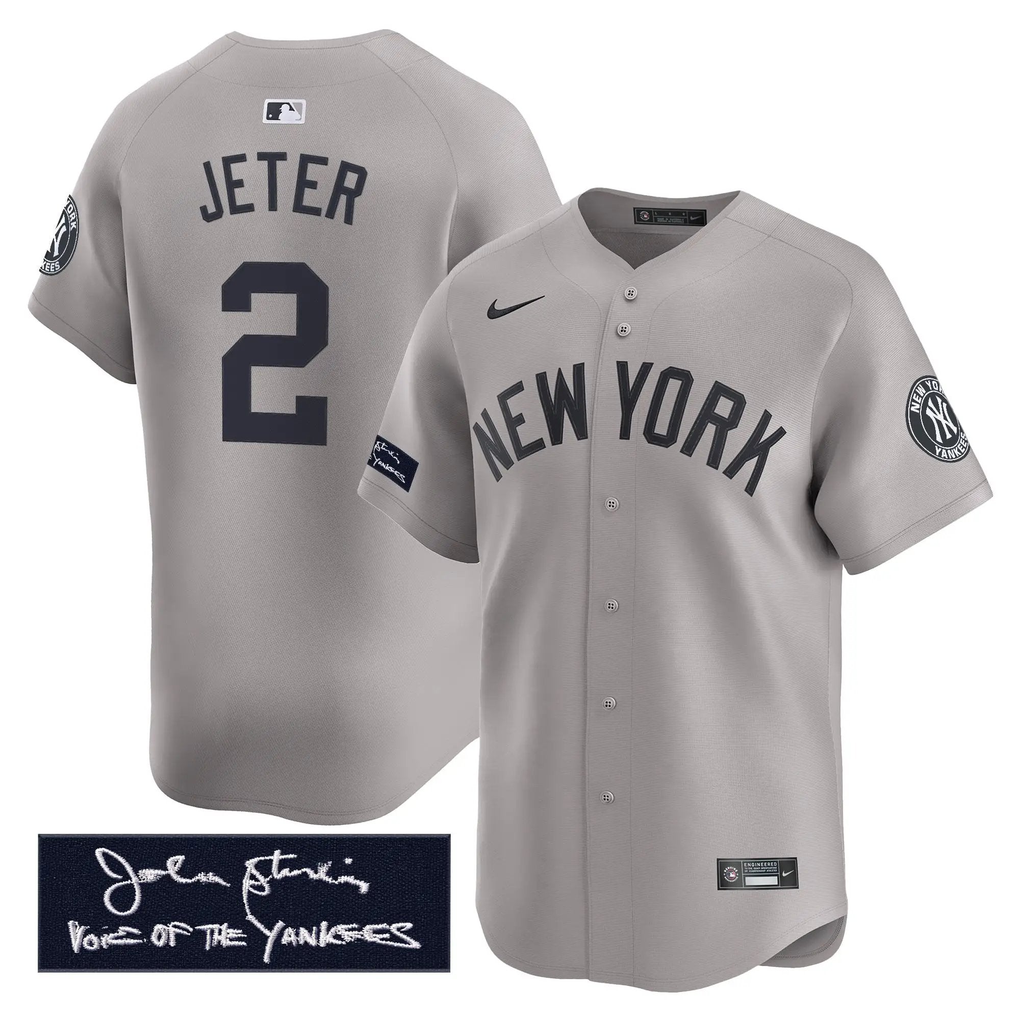 NYY John Sterling "The Voice of the Yankees" Tribute Patch Vapor Premier Limited Jersey - Stitched by Digigearus