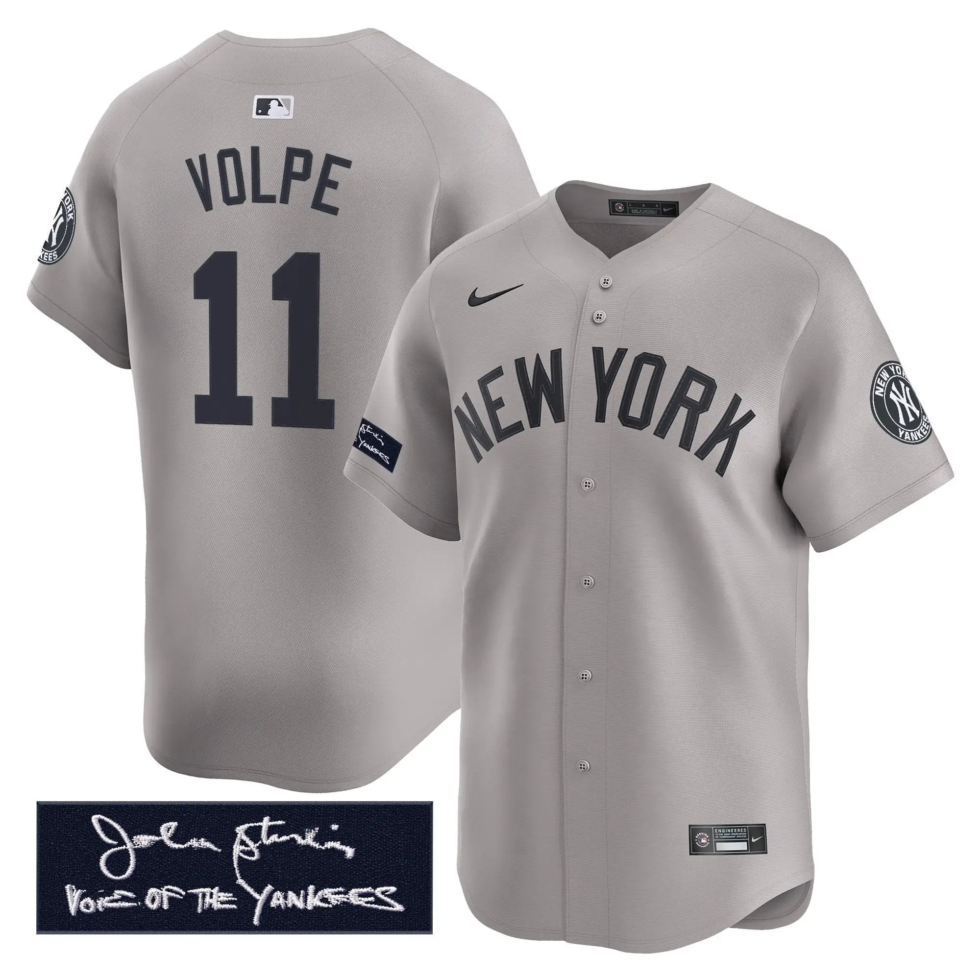 NYY John Sterling "The Voice of the Yankees" Tribute Patch Vapor Premier Limited Jersey - Stitched by Digigearus
