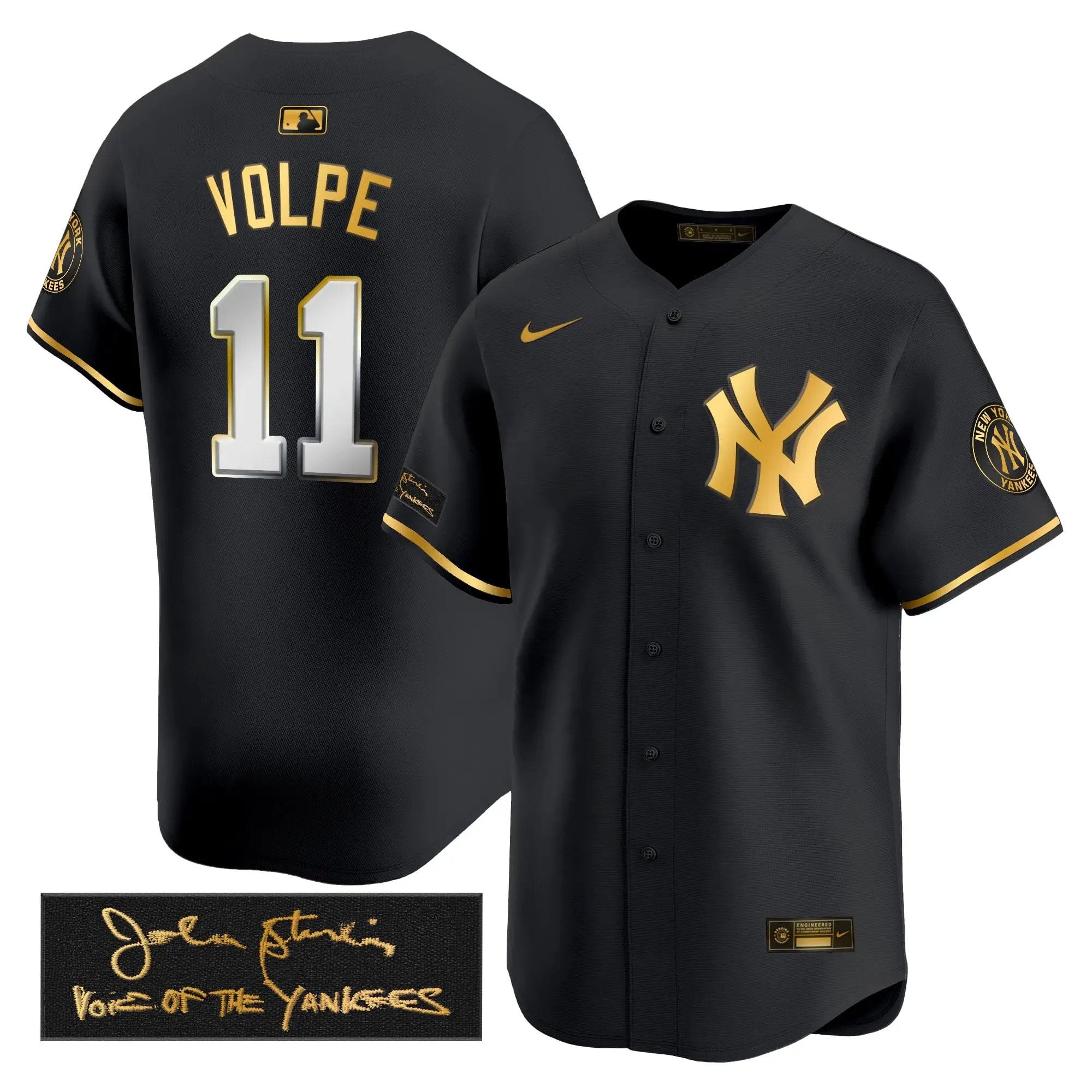 NYY John Sterling "The Voice of the Yankees" Tribute Patch Vapor Premier Limited Jersey - Stitched by Digigearus
