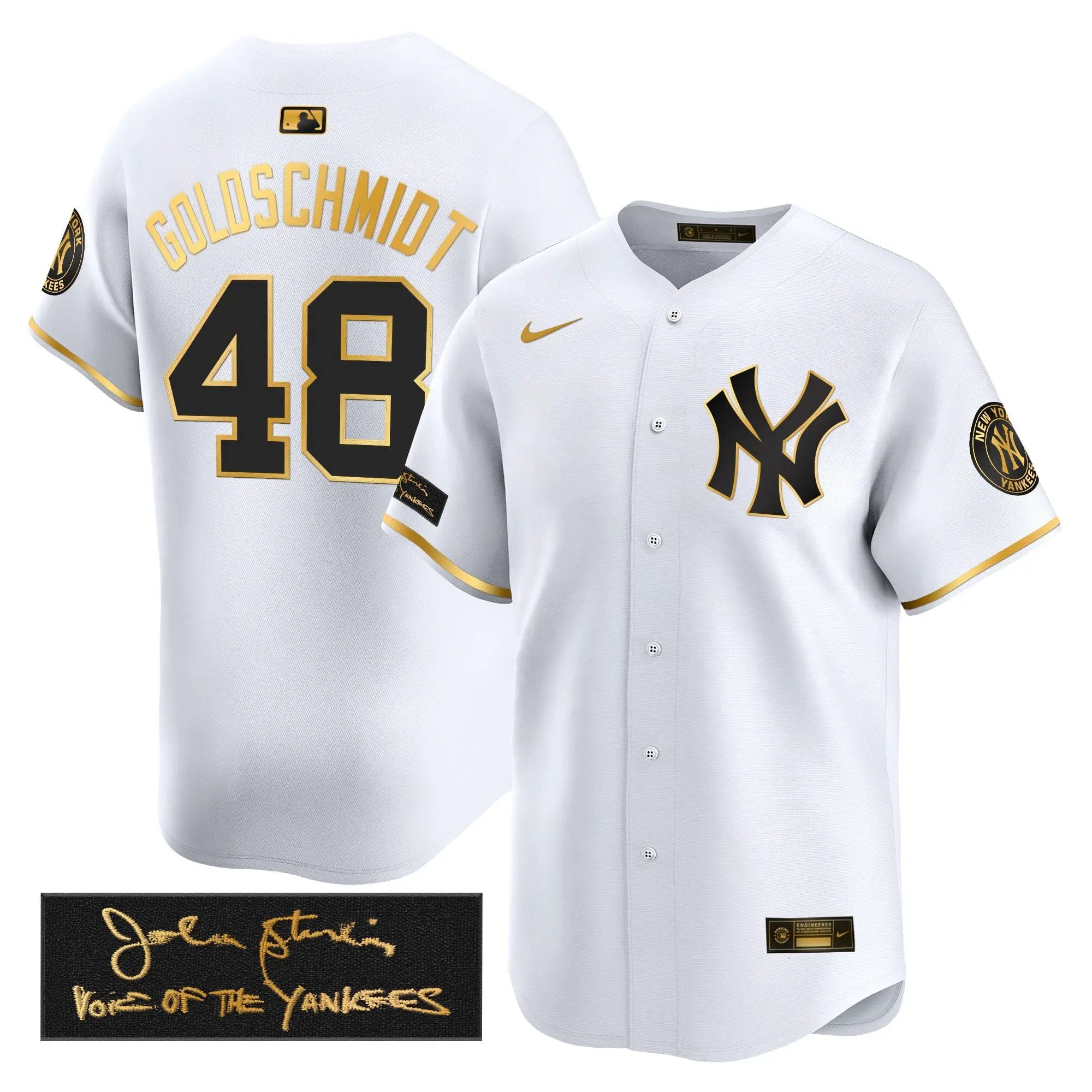 NYY John Sterling "The Voice of the Yankees" Tribute Patch Vapor Premier Limited Jersey - Stitched by Digigearus