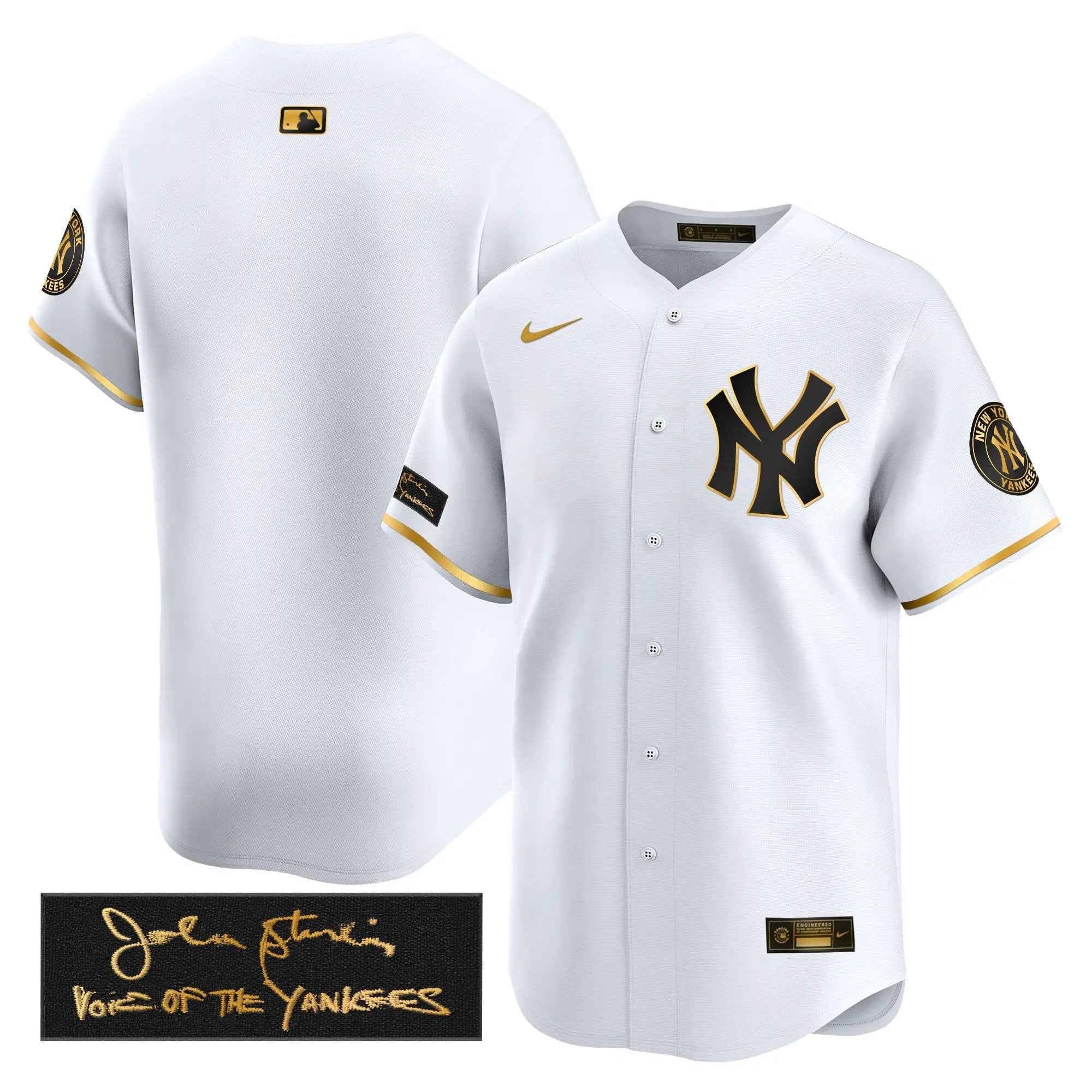 NYY John Sterling "The Voice of the Yankees" Tribute Patch Vapor Premier Limited Jersey - Stitched by Digigearus