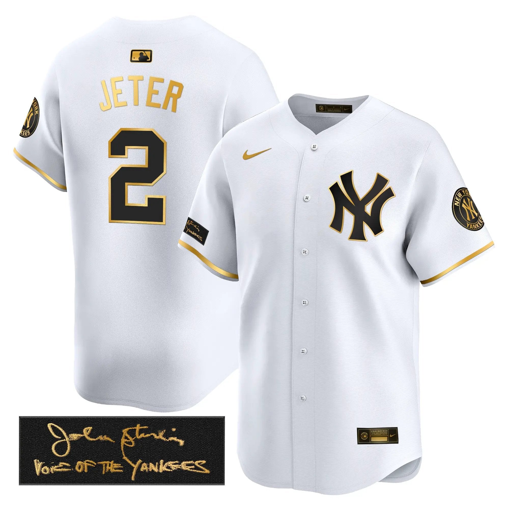 NYY John Sterling "The Voice of the Yankees" Tribute Patch Vapor Premier Limited Jersey - Stitched by Digigearus