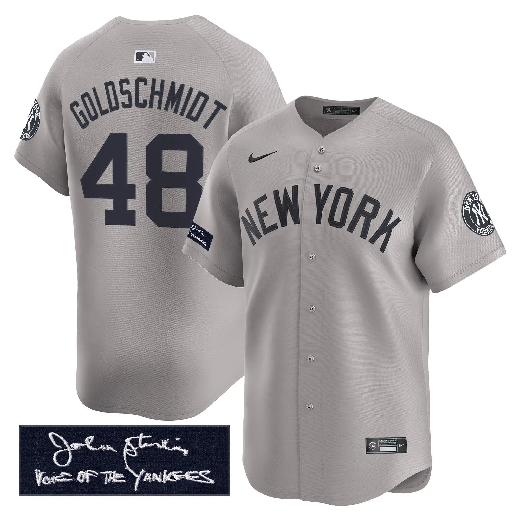 NYY John Sterling "The Voice of the Yankees" Tribute Patch Vapor Premier Limited Jersey - Stitched by Digigearus
