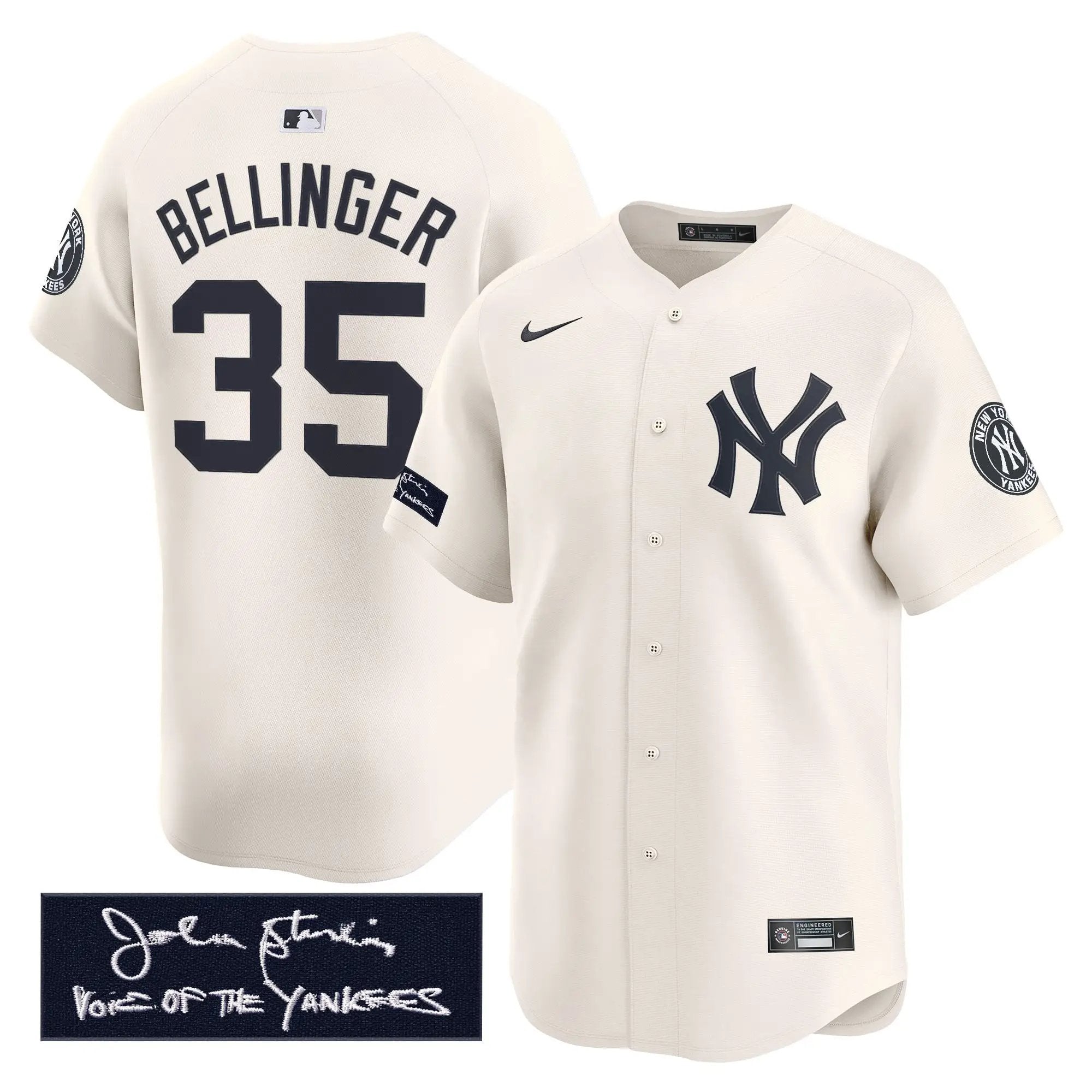 NYY John Sterling "The Voice of the Yankees" Tribute Patch Vapor Premier Limited Jersey - Stitched by Digigearus