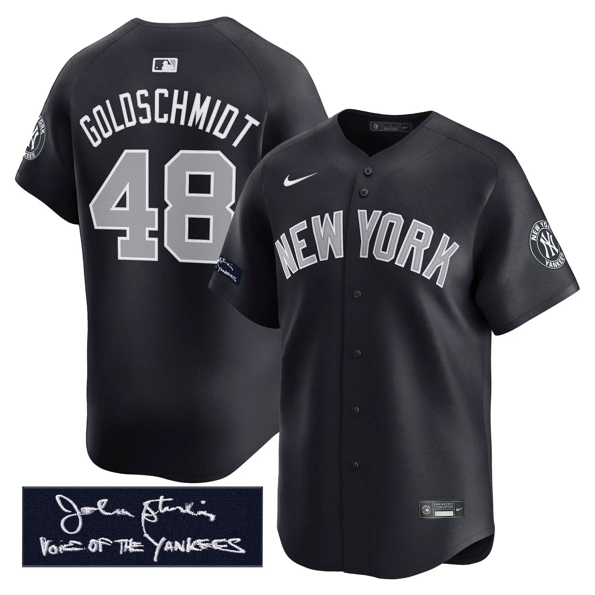 NYY John Sterling "The Voice of the Yankees" Tribute Patch Vapor Premier Limited Jersey - Stitched by Digigearus