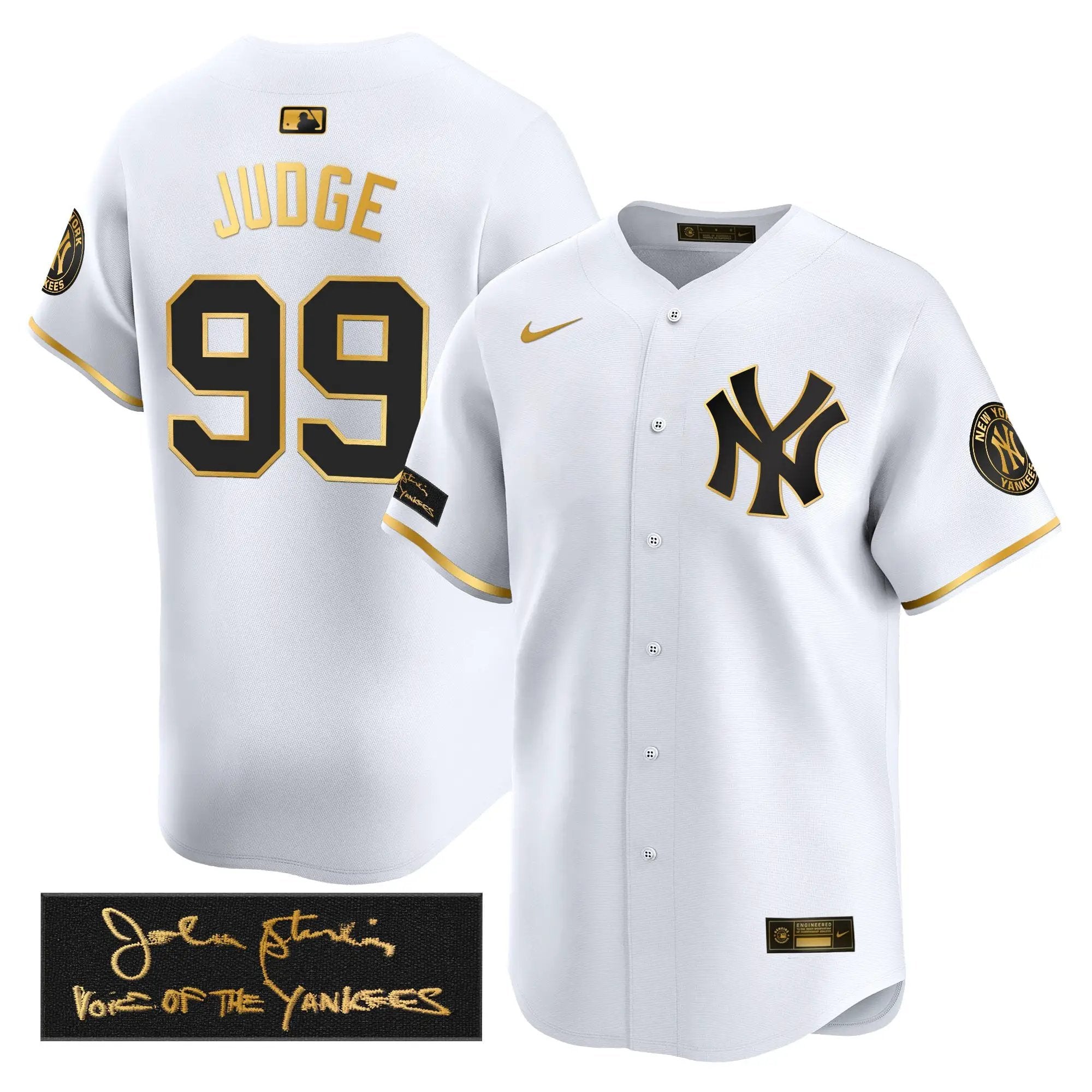 NYY John Sterling "The Voice of the Yankees" Tribute Patch Vapor Premier Limited Jersey - Stitched by Digigearus