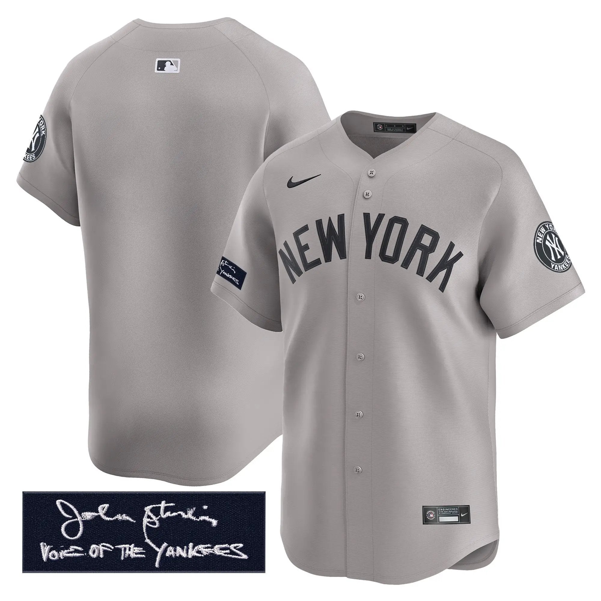 NYY John Sterling "The Voice of the Yankees" Tribute Patch Vapor Premier Limited Jersey - Stitched by Digigearus