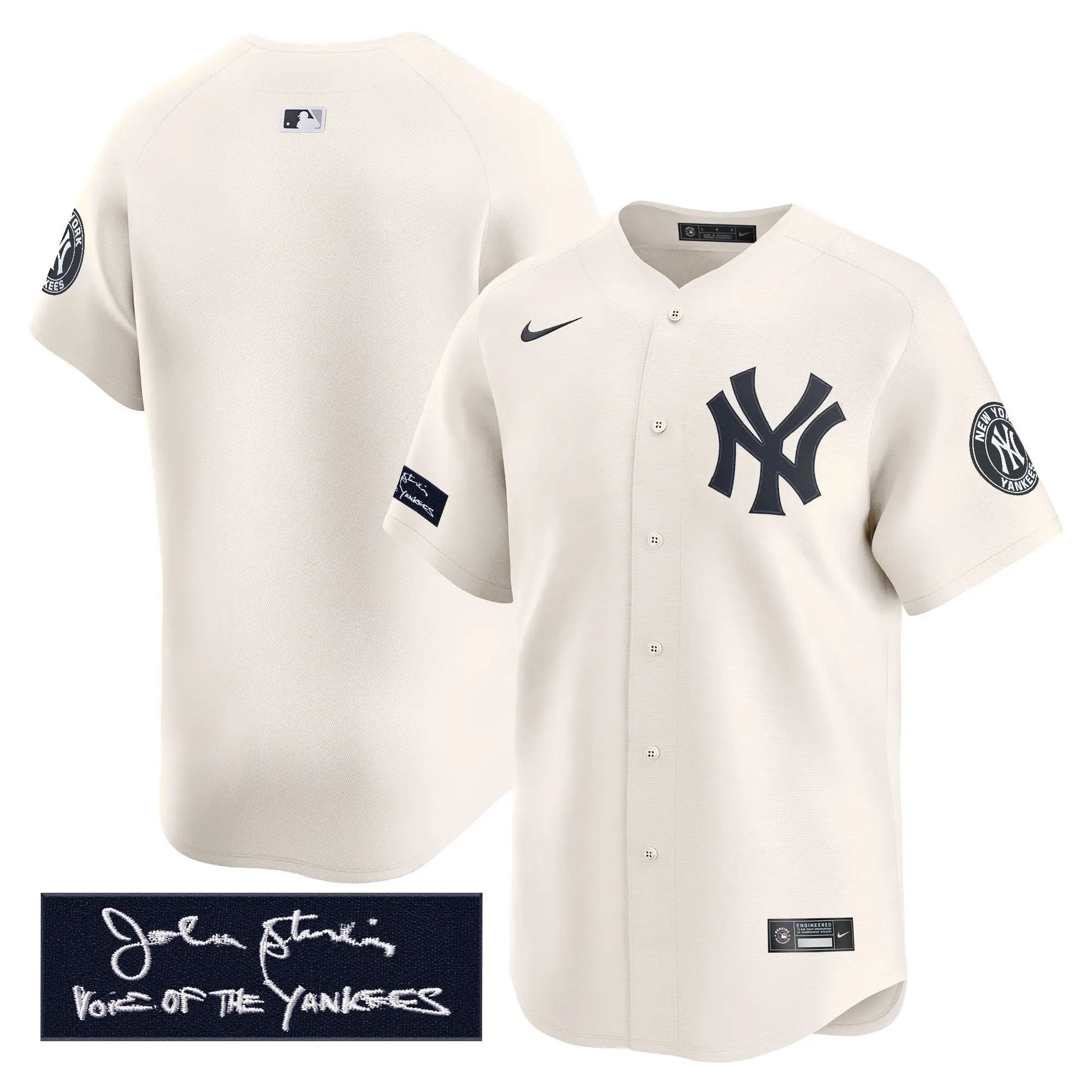 NYY John Sterling "The Voice of the Yankees" Tribute Patch Vapor Premier Limited Jersey - Stitched by Digigearus