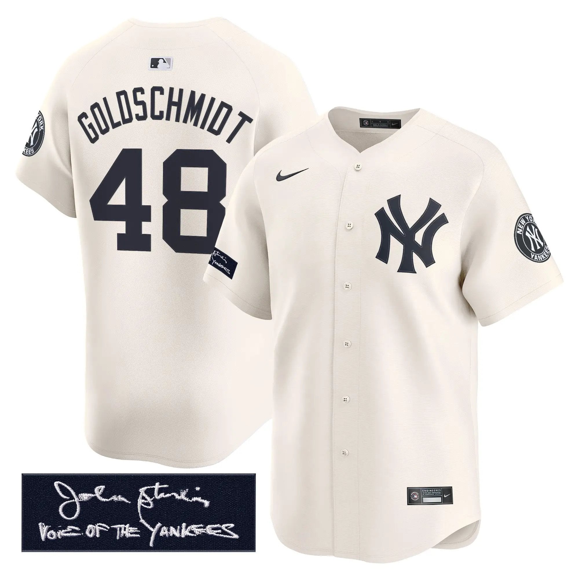 NYY John Sterling "The Voice of the Yankees" Tribute Patch Vapor Premier Limited Jersey - Stitched by Digigearus