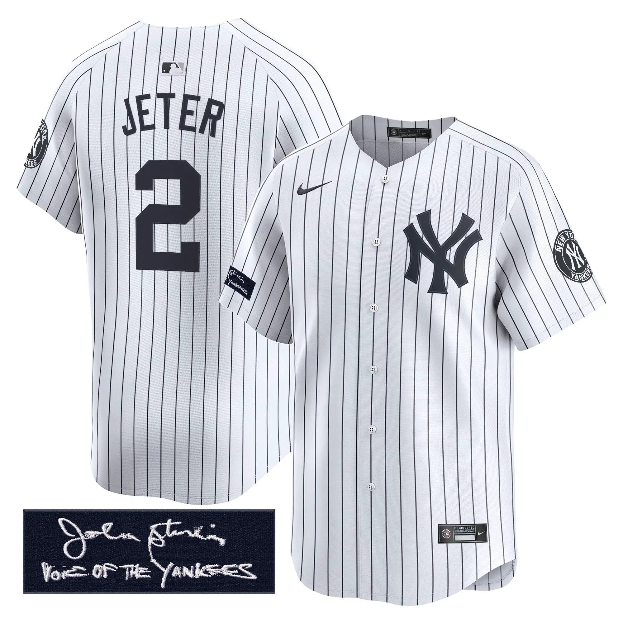 NYY John Sterling "The Voice of the Yankees" Tribute Patch Vapor Premier Limited Jersey - Stitched by Digigearus