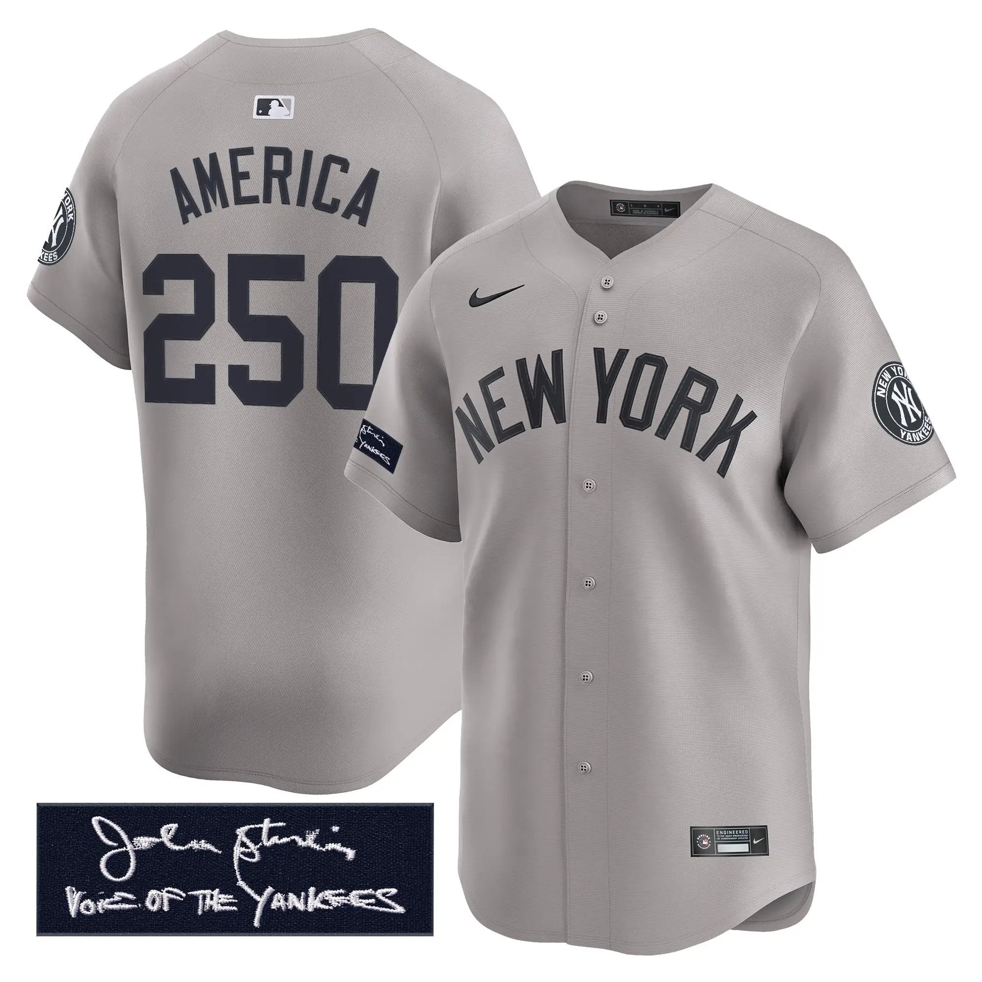 NYY John Sterling "The Voice of the Yankees" Tribute Patch Vapor Premier Limited Jersey - Stitched by Digigearus