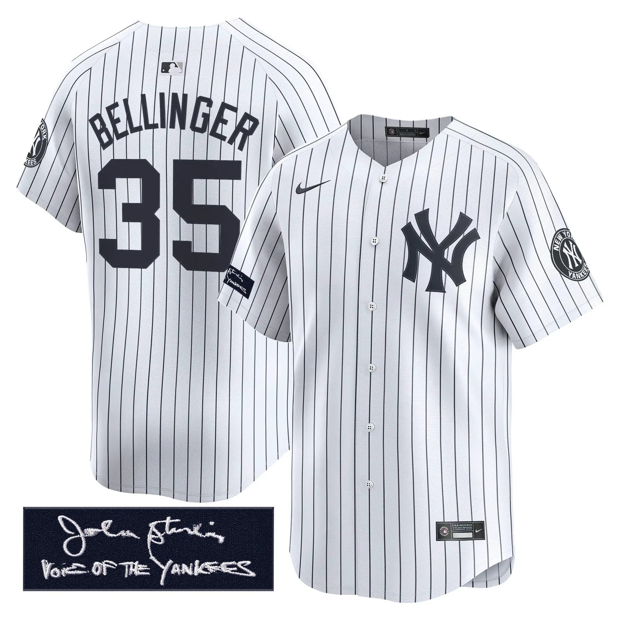 NYY John Sterling "The Voice of the Yankees" Tribute Patch Vapor Premier Limited Jersey - Stitched by Digigearus