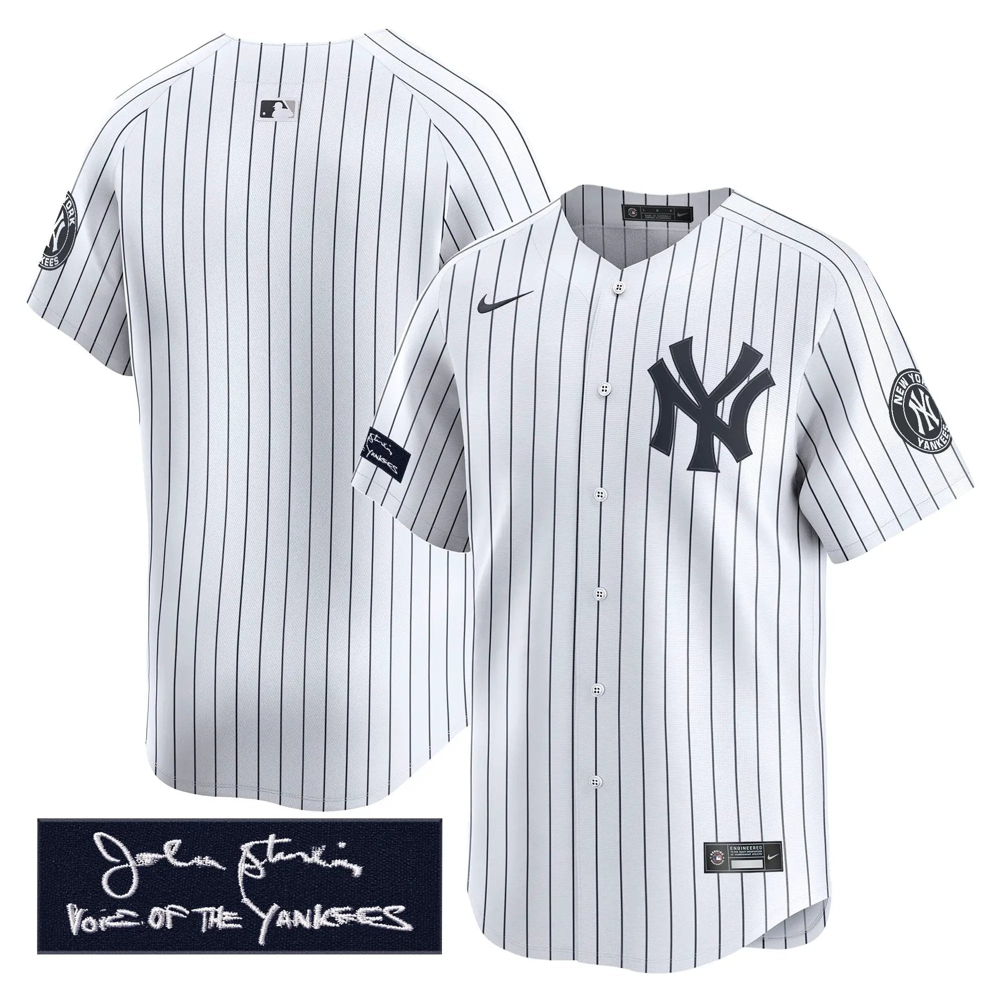 NYY John Sterling "The Voice of the Yankees" Tribute Patch Vapor Premier Limited Jersey - Stitched by Digigearus