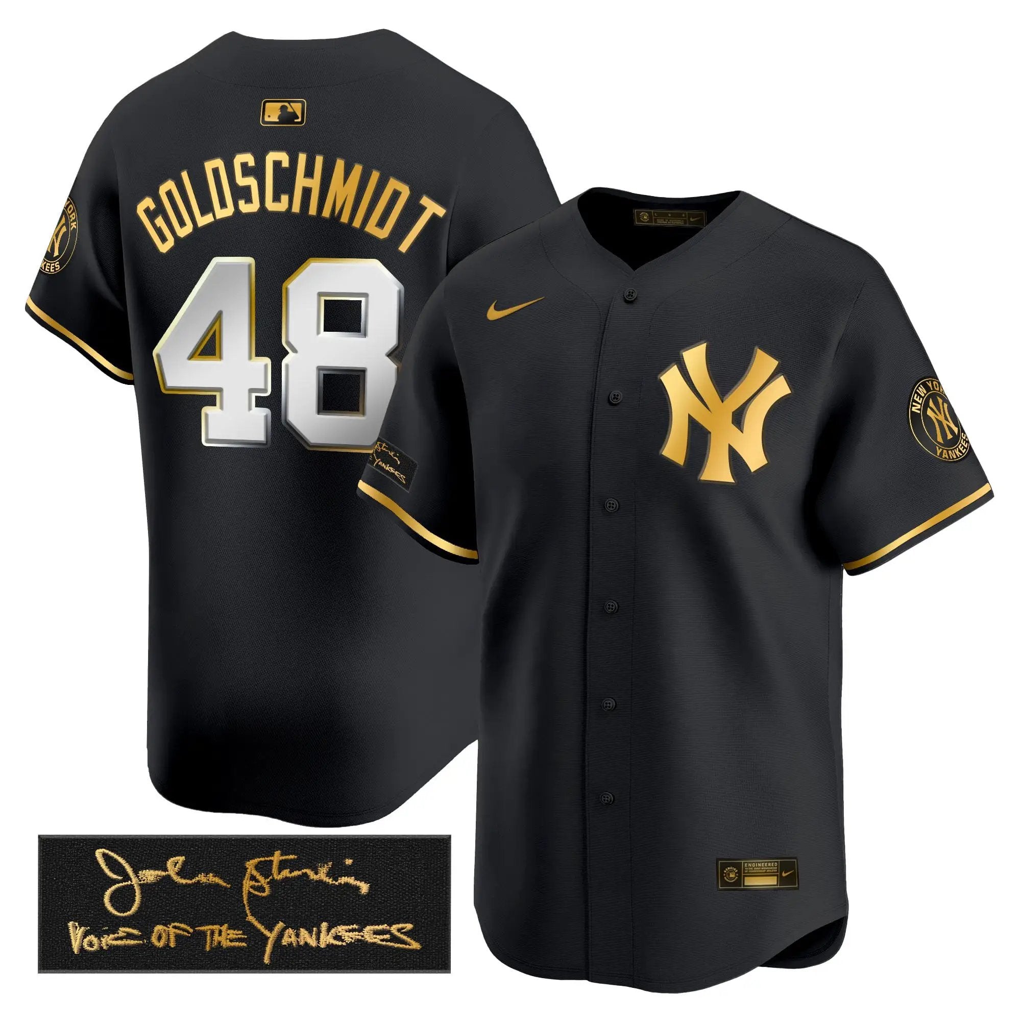 NYY John Sterling "The Voice of the Yankees" Tribute Patch Vapor Premier Limited Jersey - Stitched by Digigearus