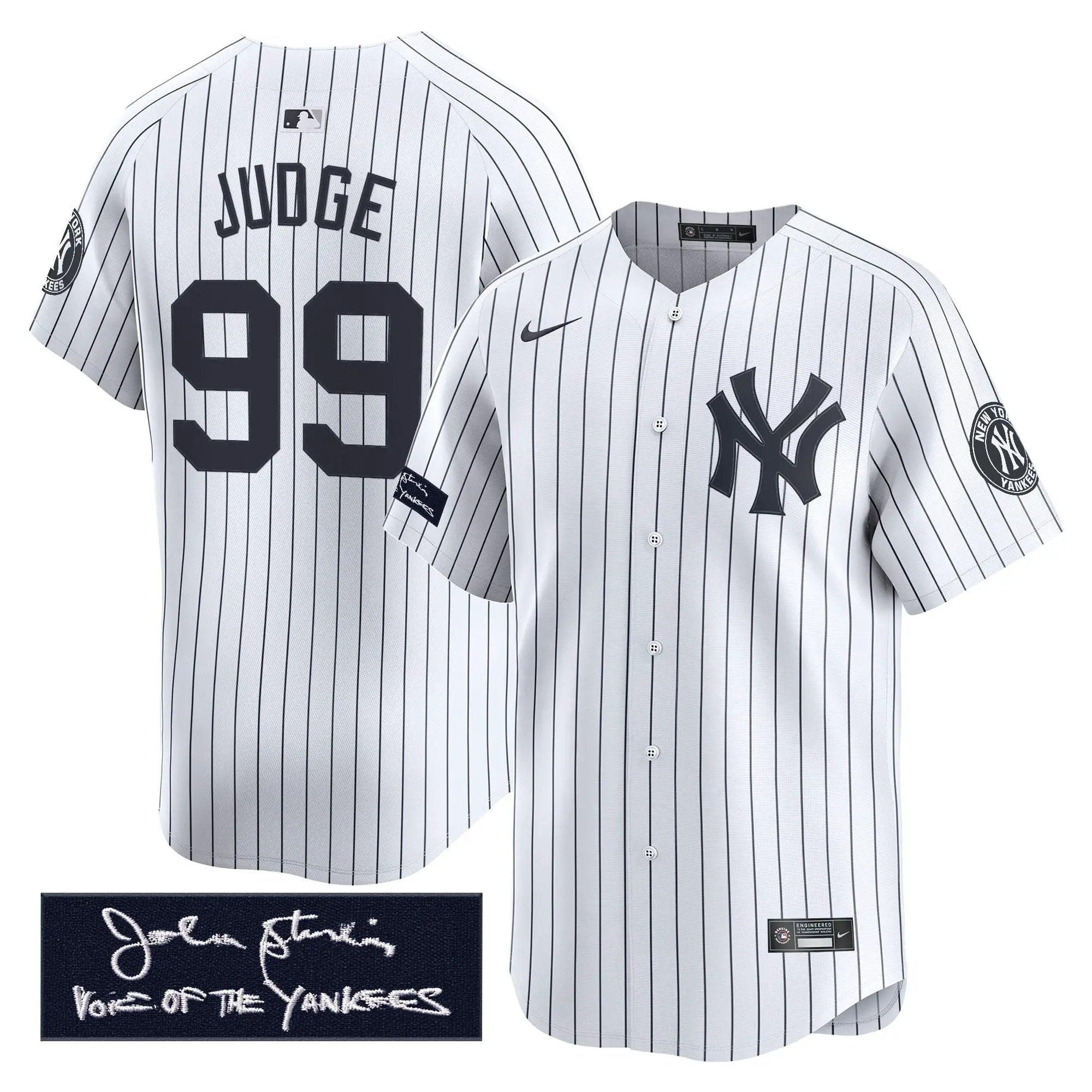 NYY John Sterling "The Voice of the Yankees" Tribute Patch Vapor Premier Limited Jersey - Stitched by Digigearus