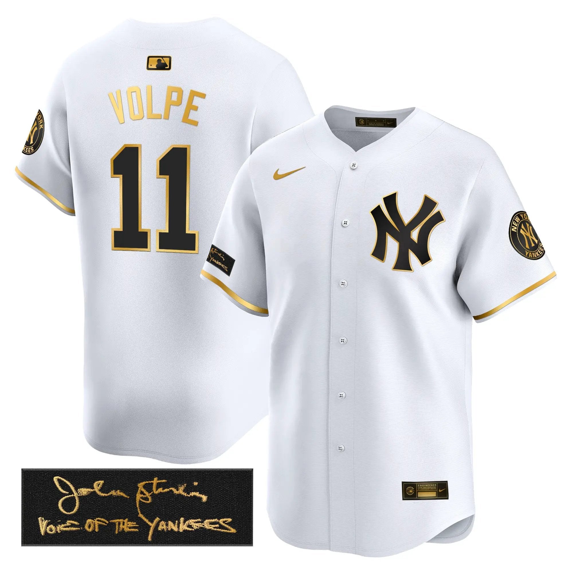 NYY John Sterling "The Voice of the Yankees" Tribute Patch Vapor Premier Limited Jersey - Stitched by Digigearus