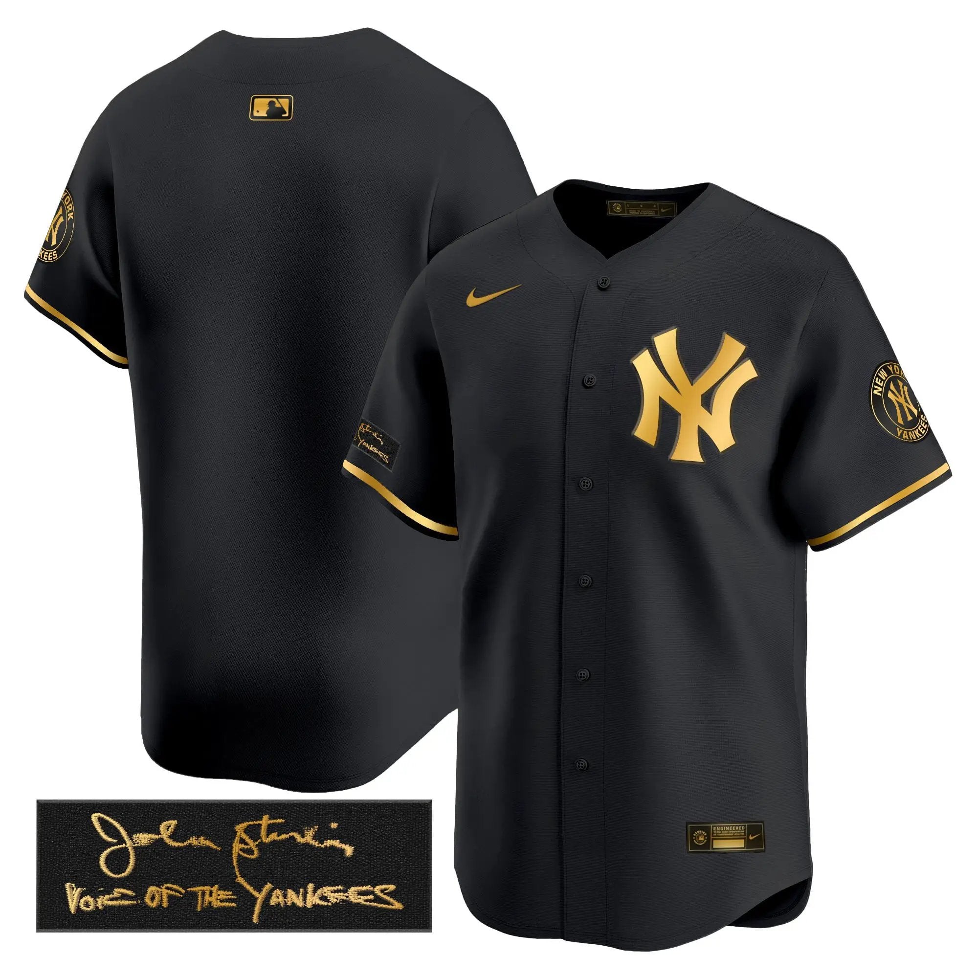 NYY John Sterling "The Voice of the Yankees" Tribute Patch Vapor Premier Limited Jersey - Stitched by Digigearus