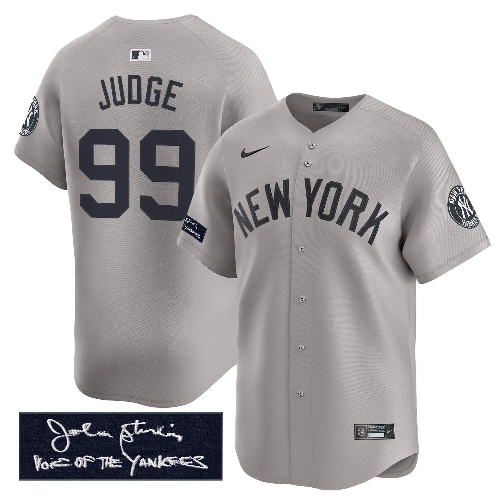 NYY John Sterling "The Voice of the Yankees" Tribute Patch Vapor Premier Limited Jersey - Stitched by Digigearus