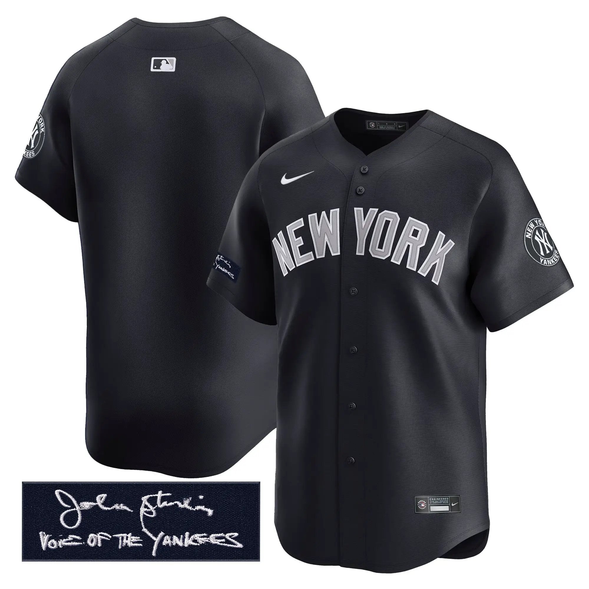 NYY John Sterling "The Voice of the Yankees" Tribute Patch Vapor Premier Limited Jersey - Stitched by Digigearus