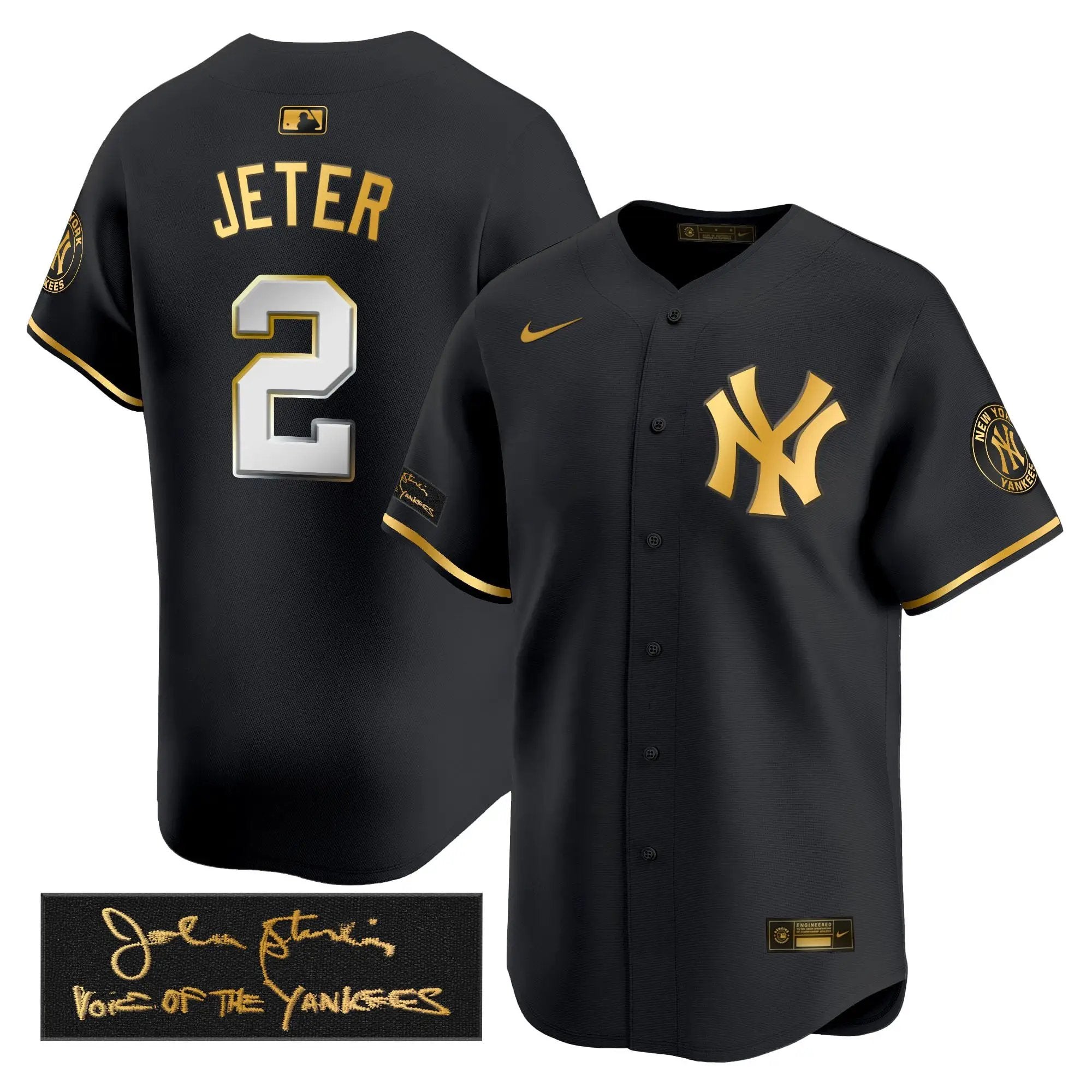 NYY John Sterling "The Voice of the Yankees" Tribute Patch Vapor Premier Limited Jersey - Stitched by Digigearus