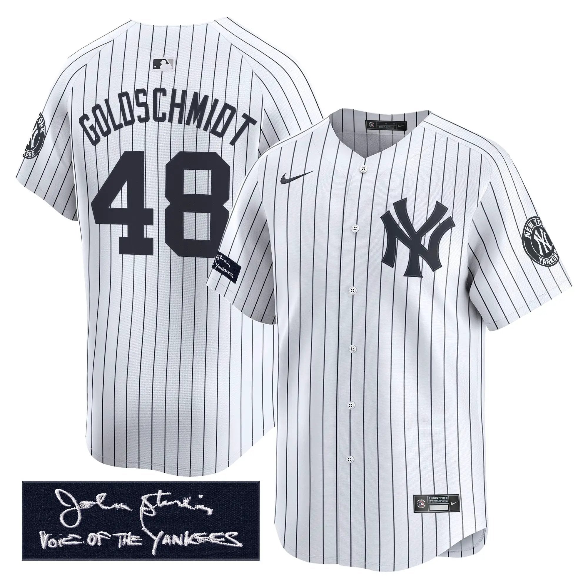 NYY John Sterling "The Voice of the Yankees" Tribute Patch Vapor Premier Limited Jersey - Stitched by Digigearus