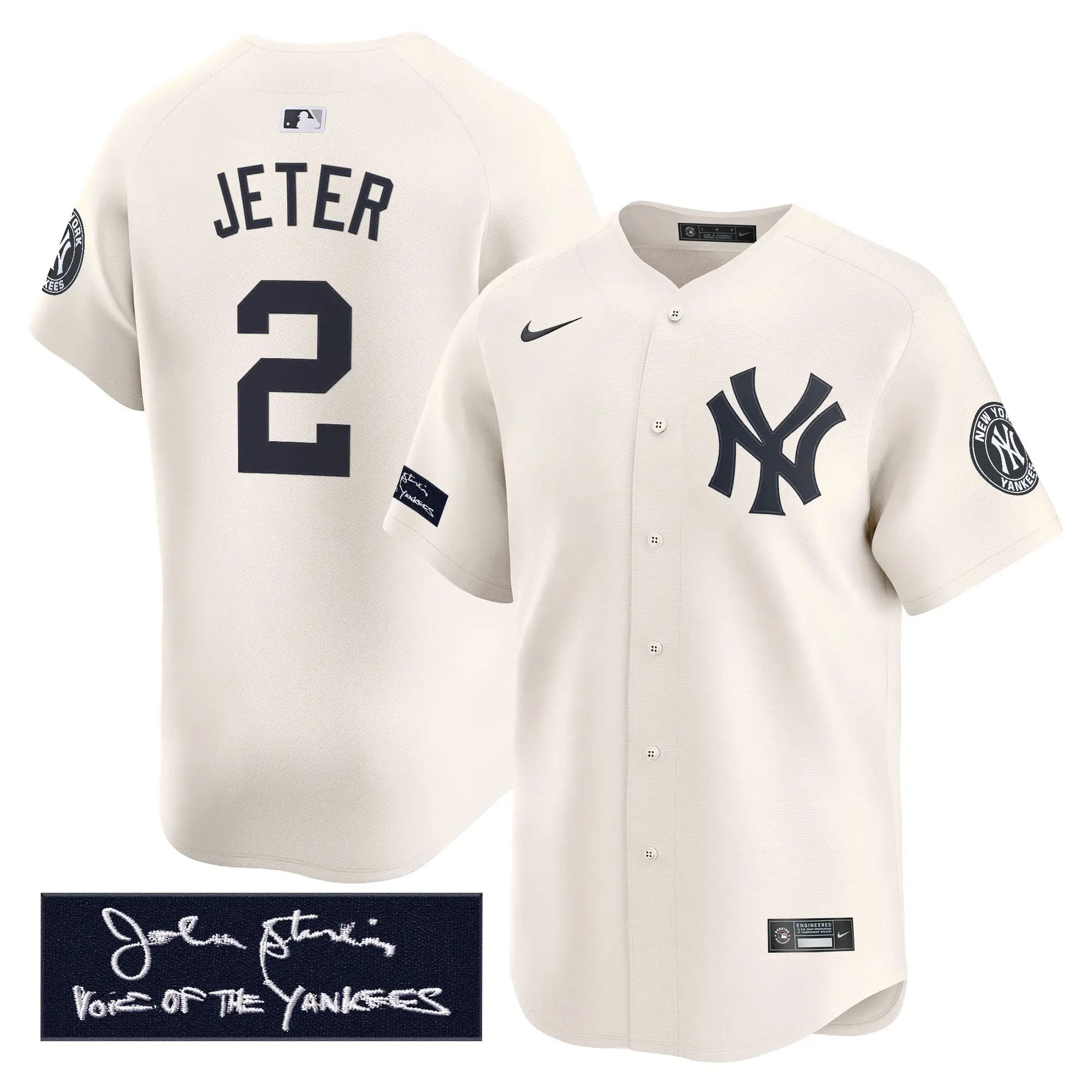 NYY John Sterling "The Voice of the Yankees" Tribute Patch Vapor Premier Limited Jersey - Stitched by Digigearus