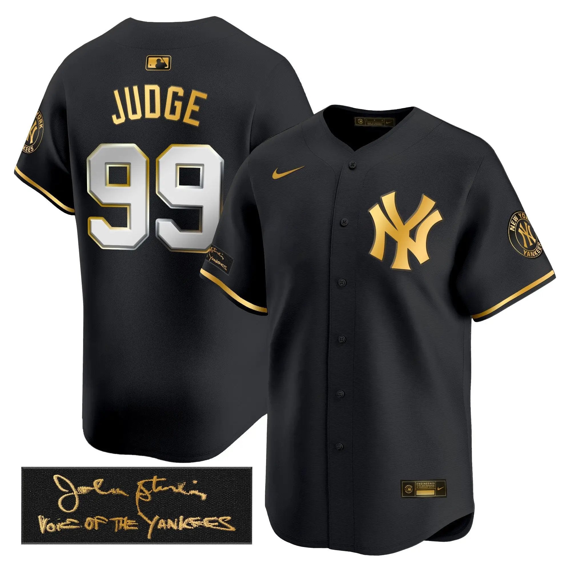 NYY John Sterling "The Voice of the Yankees" Tribute Patch Vapor Premier Limited Jersey - Stitched by Digigearus