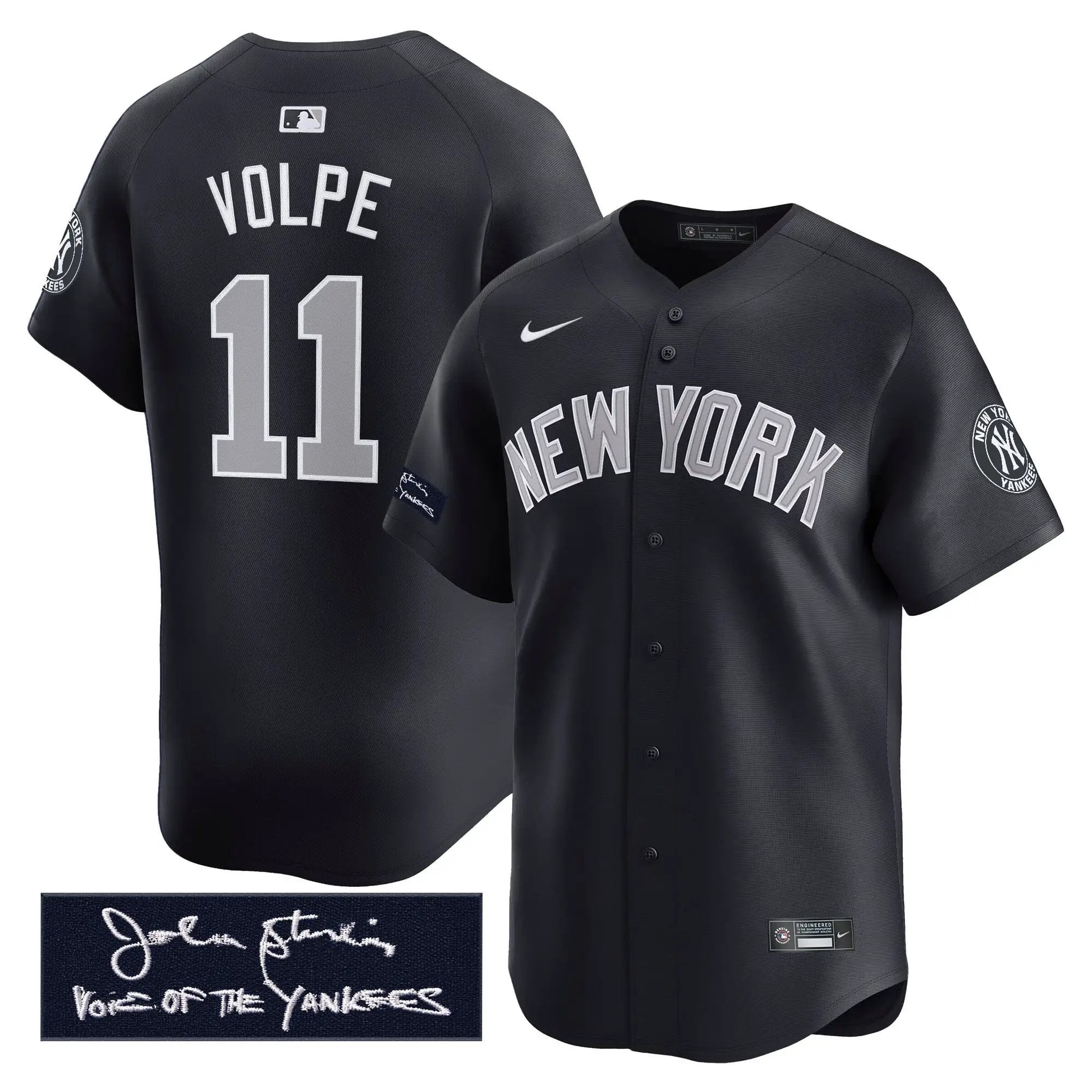 NYY John Sterling "The Voice of the Yankees" Tribute Patch Vapor Premier Limited Jersey - Stitched by Digigearus