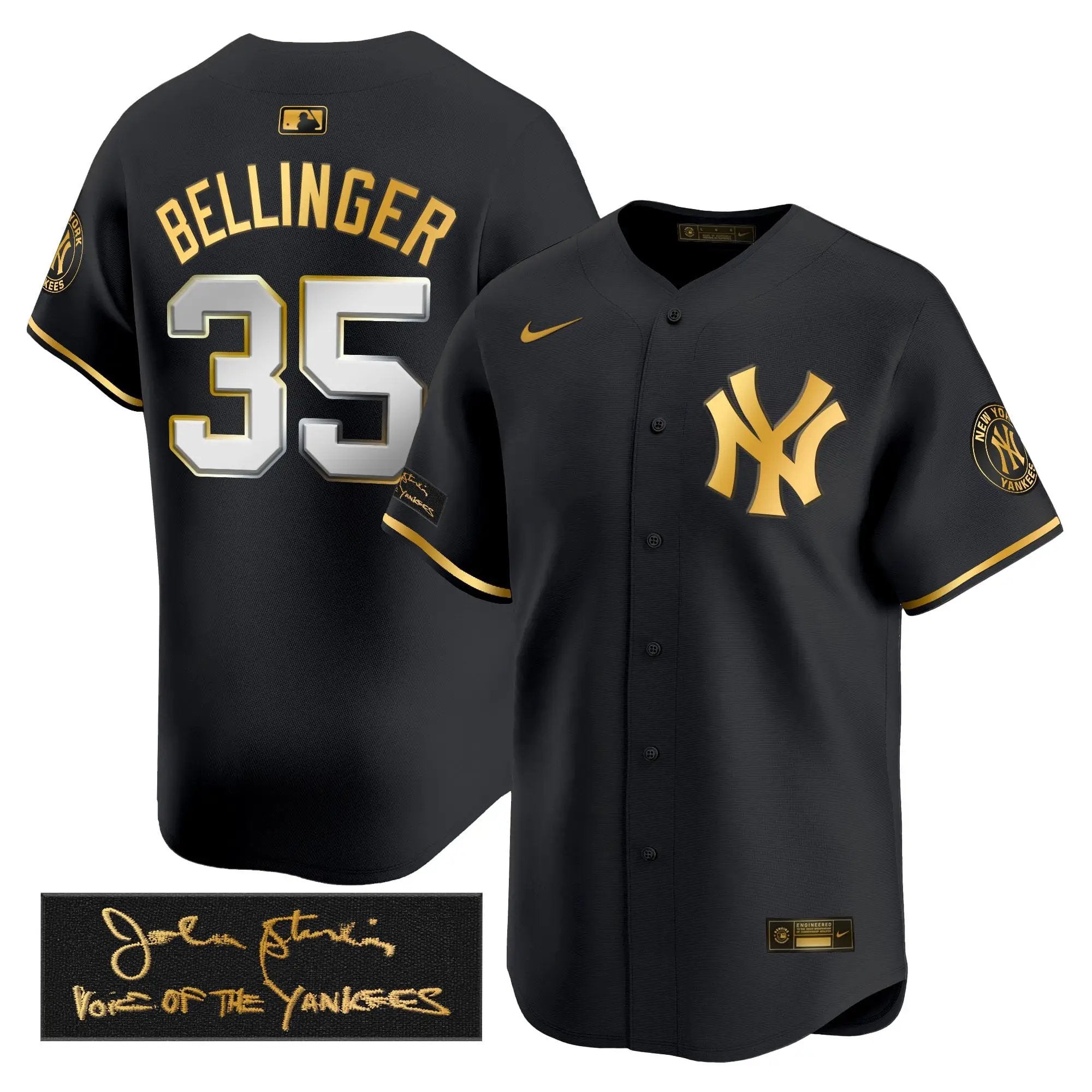 NYY John Sterling "The Voice of the Yankees" Tribute Patch Vapor Premier Limited Jersey - Stitched by Digigearus