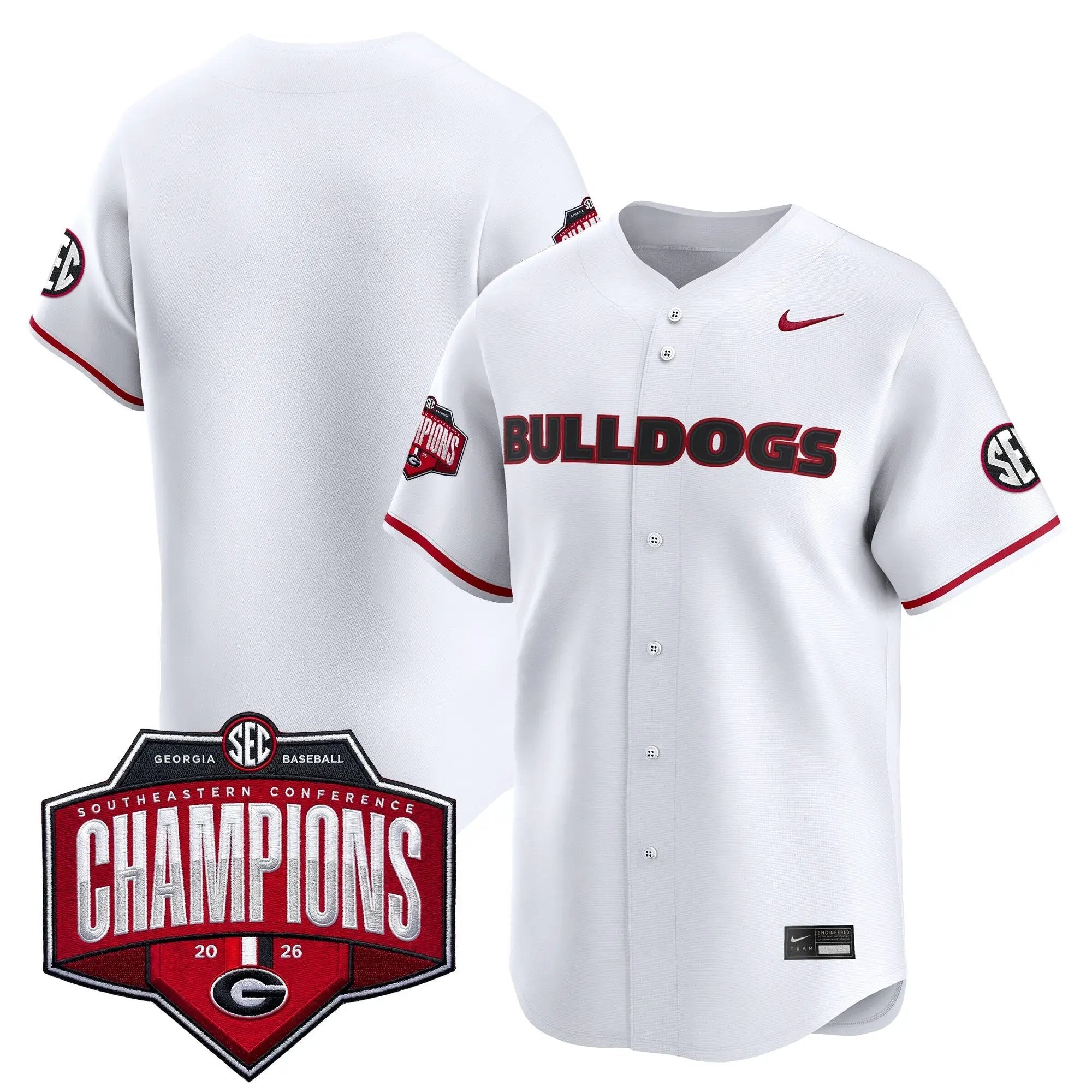 UGA Baseball Southeastern Confernce Champions 2026 Vapor Premier Limited Jersey - All Stitched by Digigearus