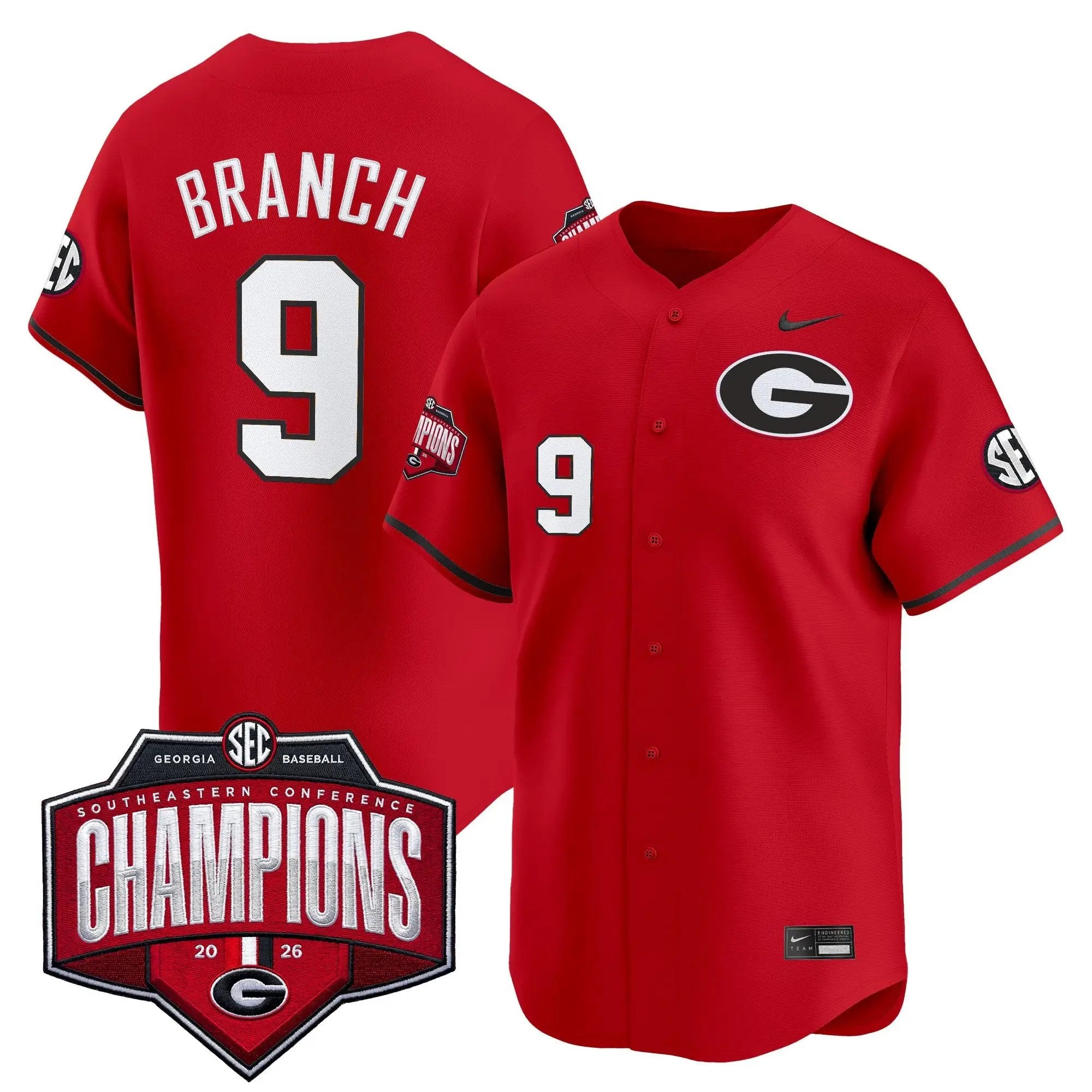 UGA Baseball Southeastern Confernce Champions 2026 Vapor Premier Limited Jersey - All Stitched by Digigearus