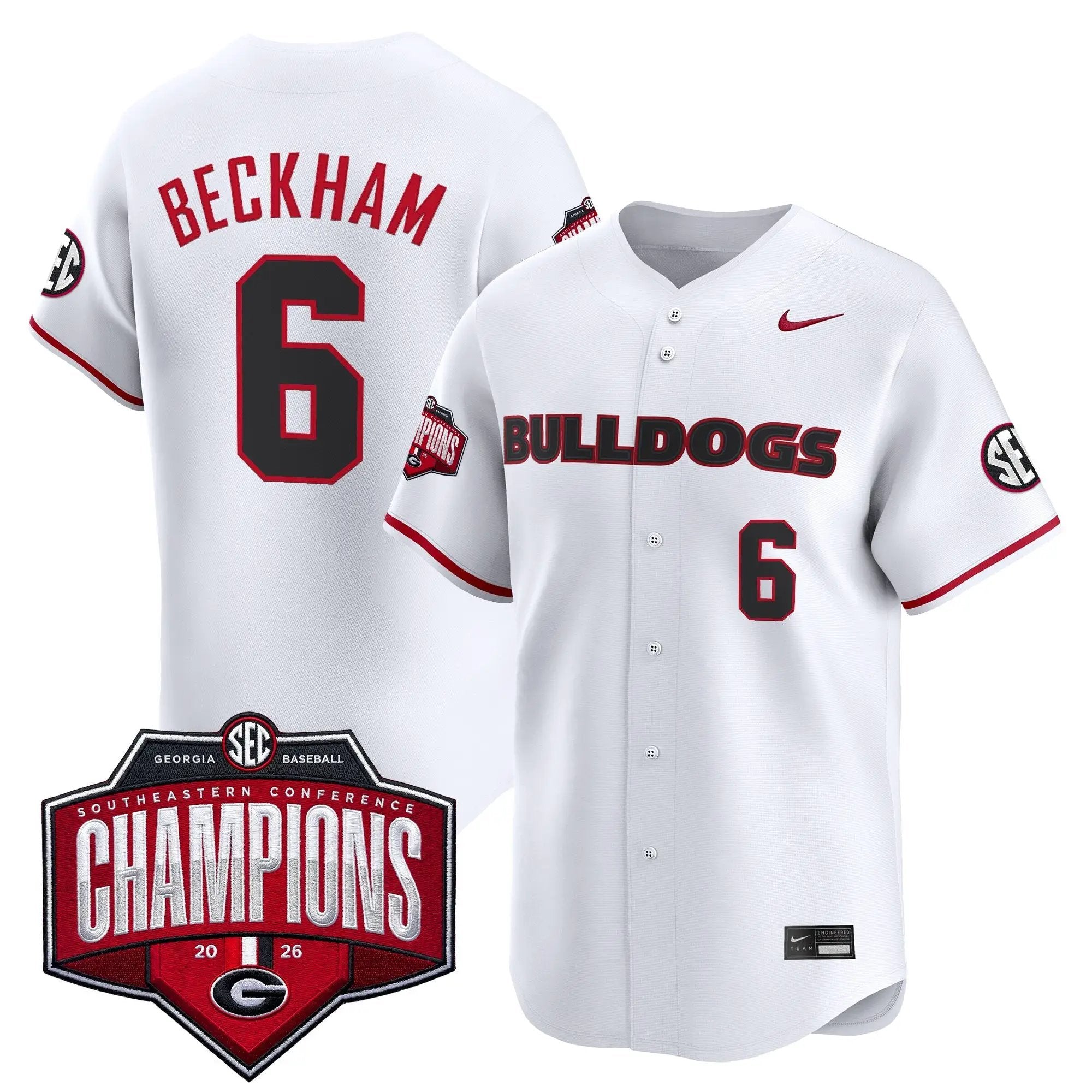 UGA Baseball Southeastern Confernce Champions 2026 Vapor Premier Limited Jersey - All Stitched by Digigearus