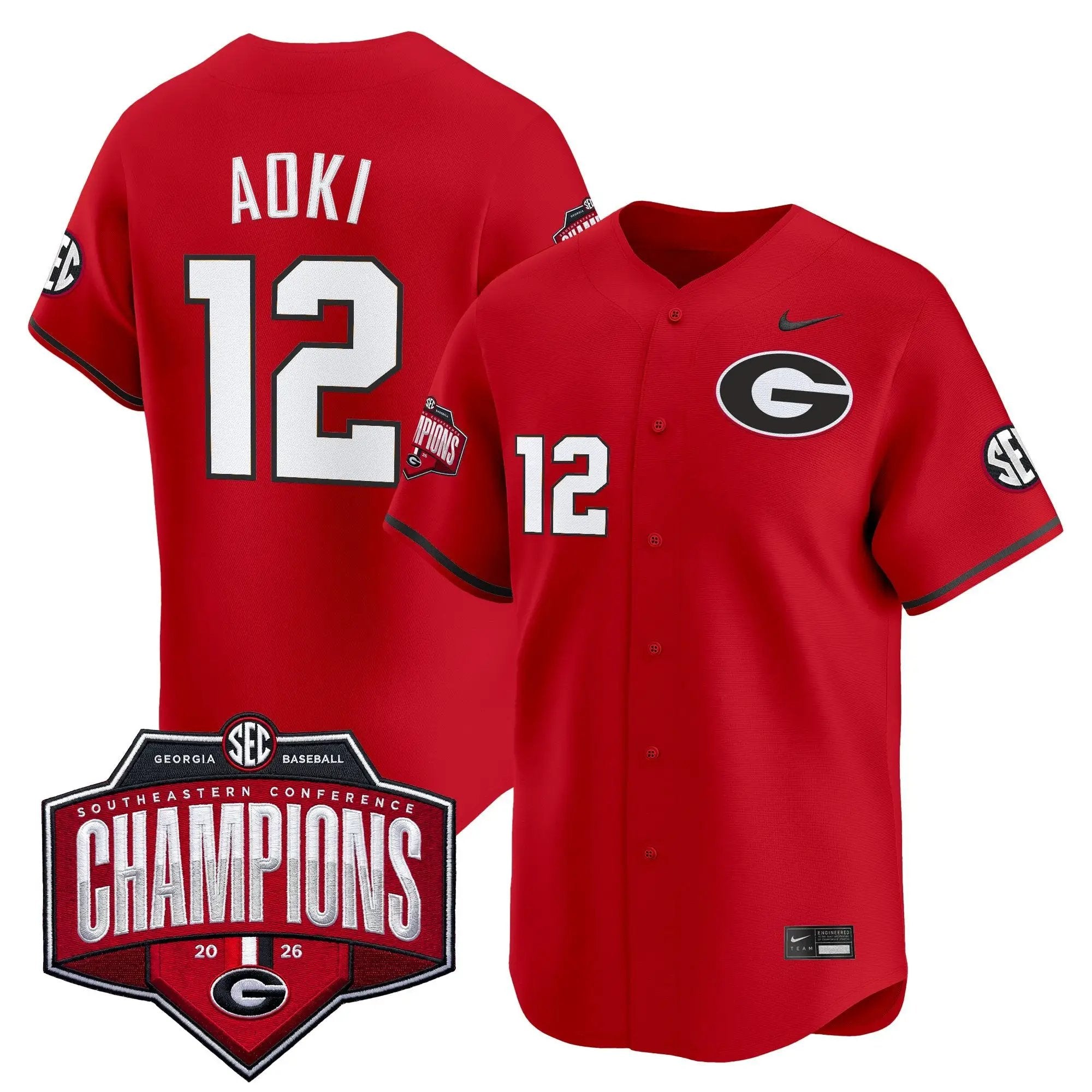 UGA Baseball Southeastern Confernce Champions 2026 Vapor Premier Limited Jersey - All Stitched by Digigearus