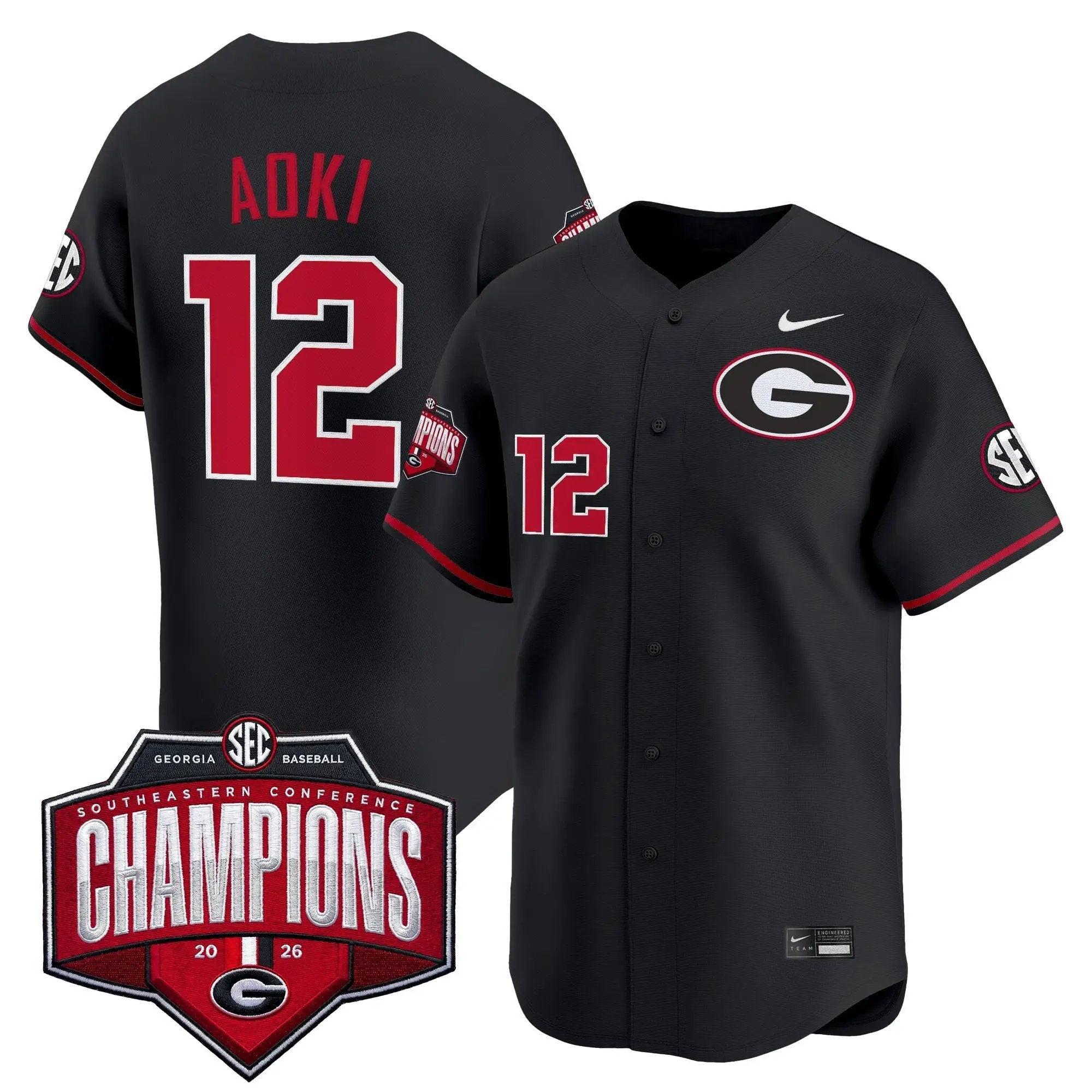 UGA Baseball Southeastern Confernce Champions 2026 Vapor Premier Limited Jersey - All Stitched by Digigearus