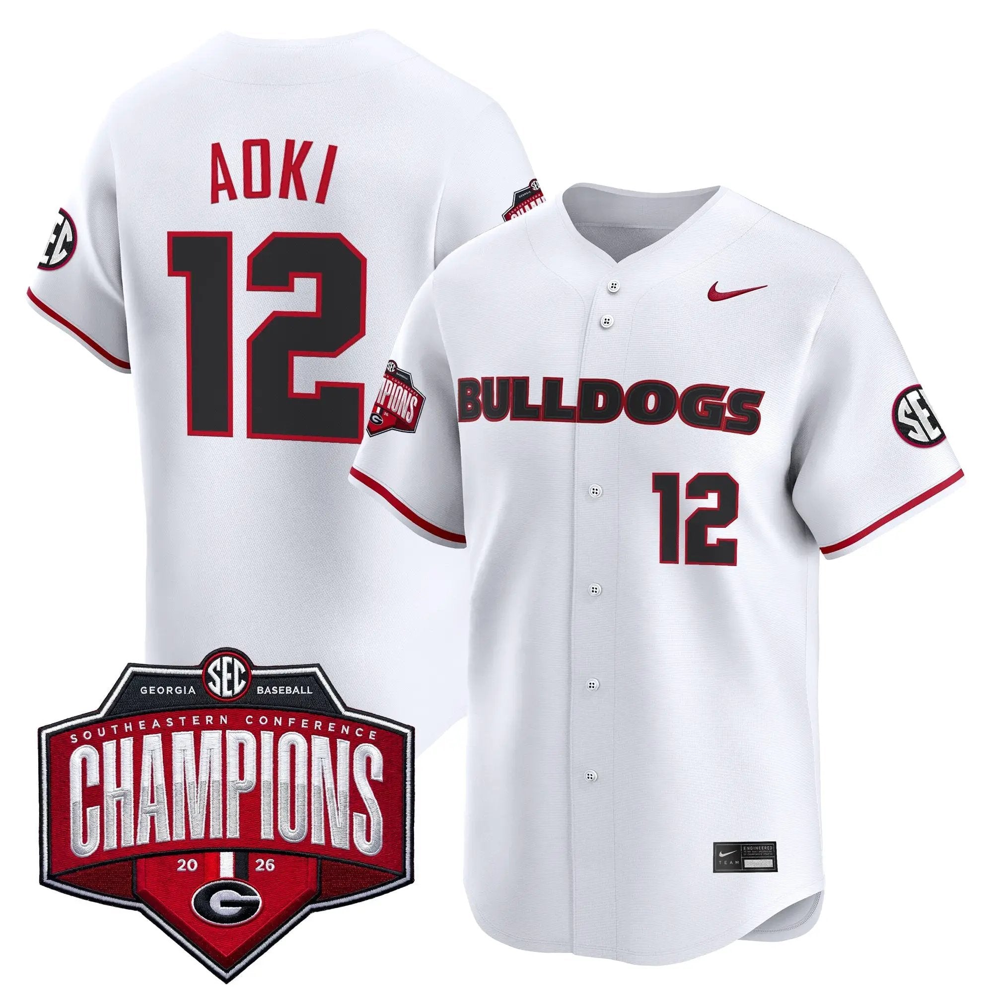 UGA Baseball Southeastern Confernce Champions 2026 Vapor Premier Limited Jersey - All Stitched by Digigearus