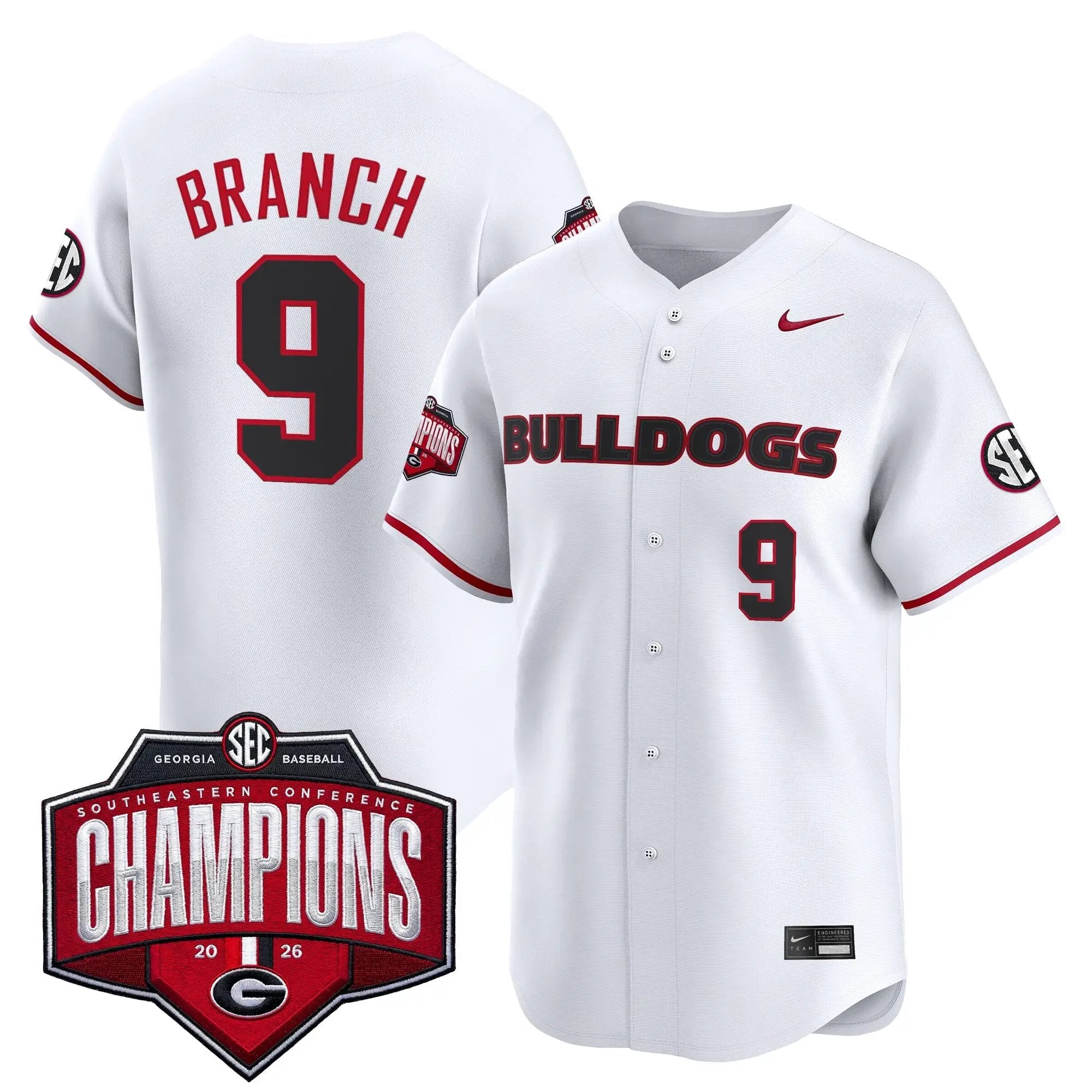 UGA Baseball Southeastern Confernce Champions 2026 Vapor Premier Limited Jersey - All Stitched by Digigearus