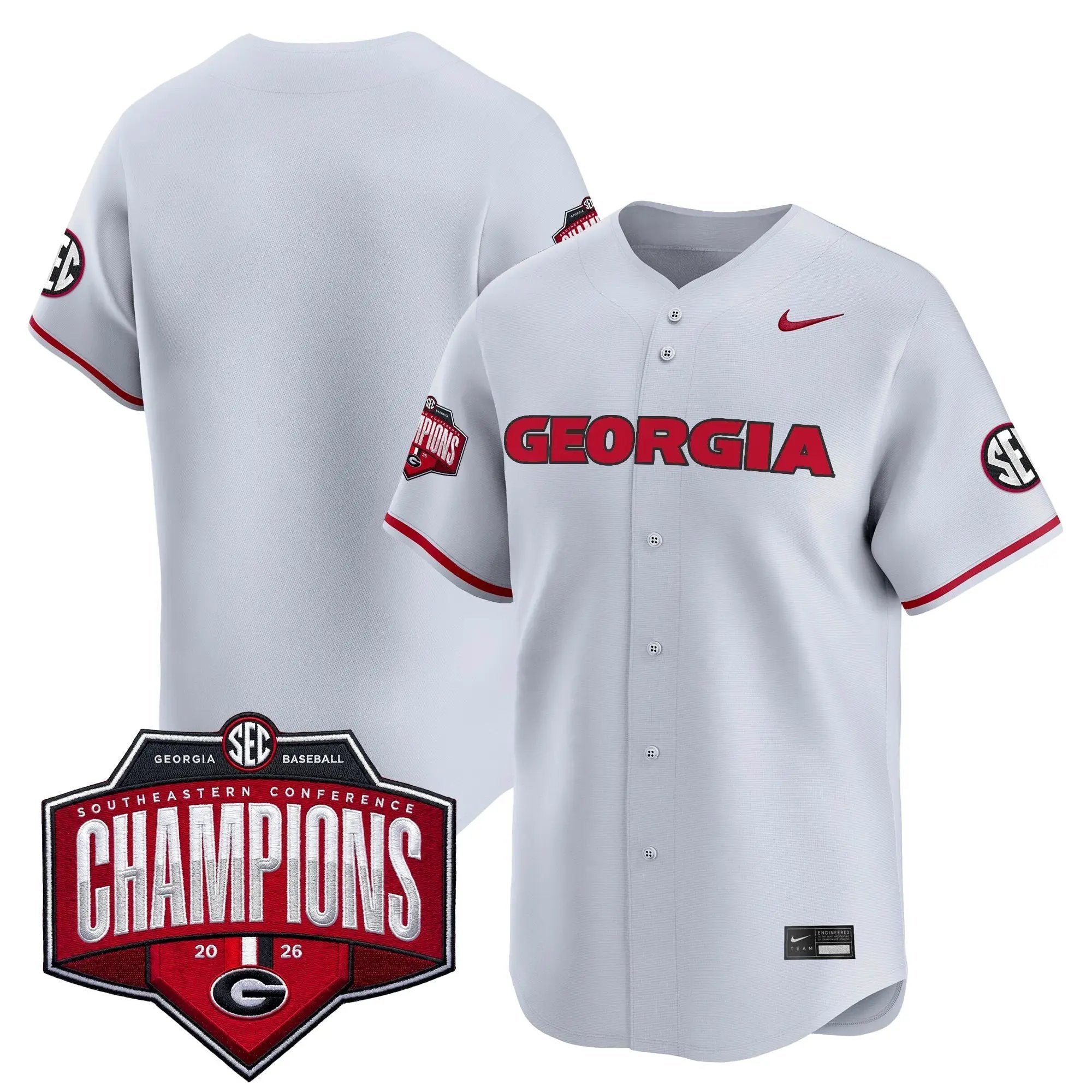 UGA Baseball Southeastern Confernce Champions 2026 Vapor Premier Limited Jersey - All Stitched by Digigearus