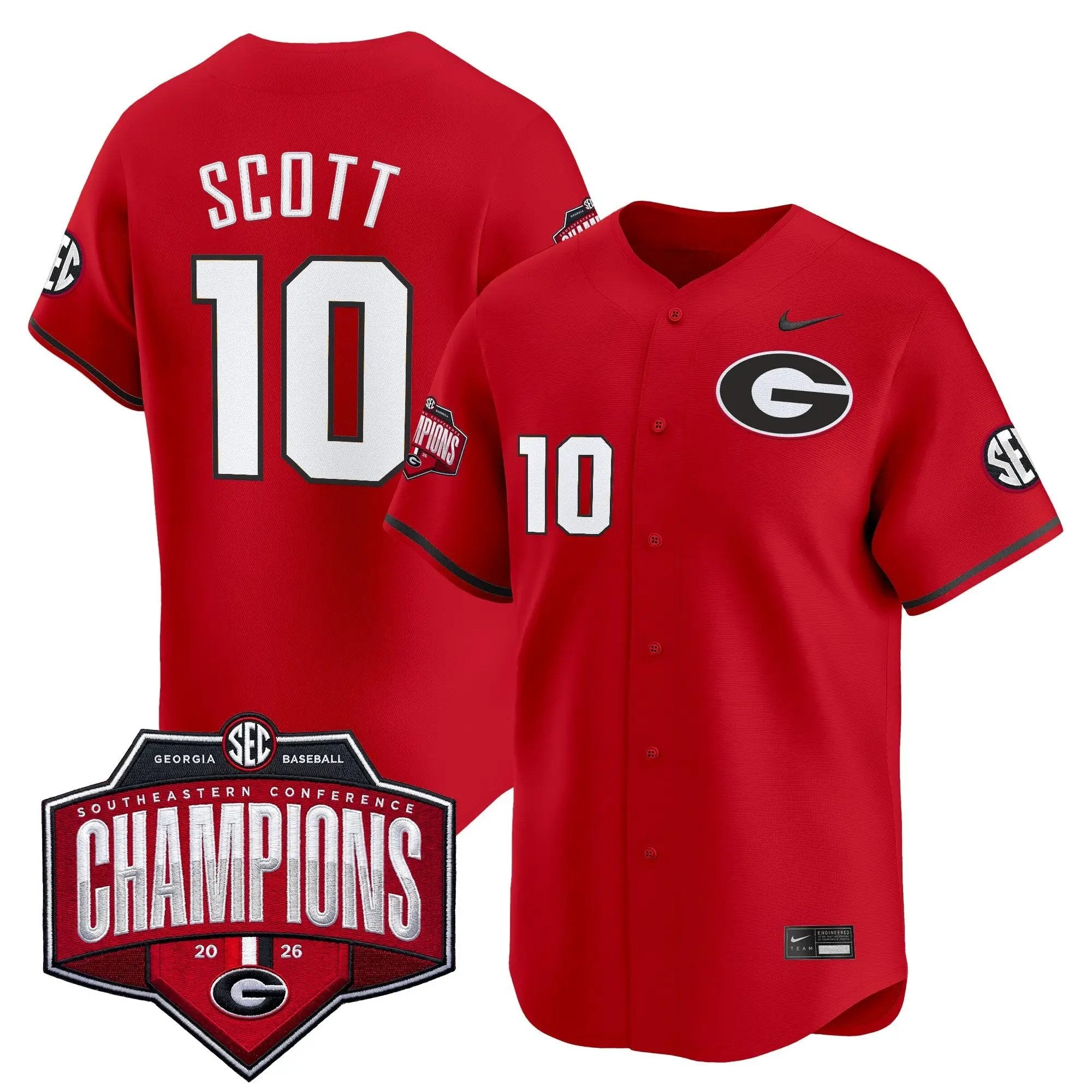 UGA Baseball Southeastern Confernce Champions 2026 Vapor Premier Limited Jersey - All Stitched by Digigearus