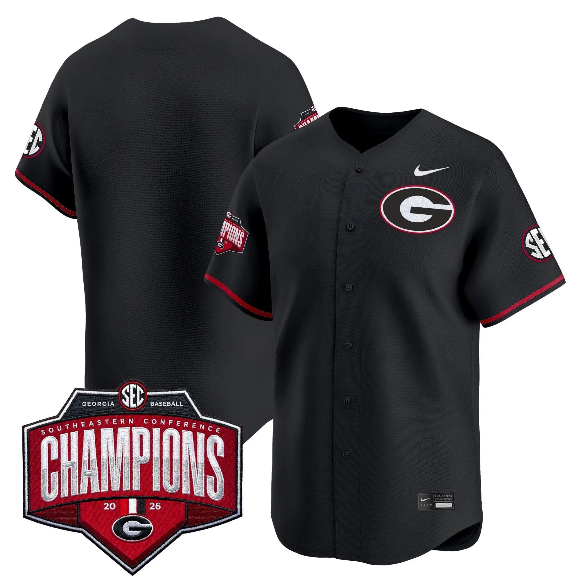 UGA Baseball Southeastern Confernce Champions 2026 Vapor Premier Limited Jersey - All Stitched by Digigearus