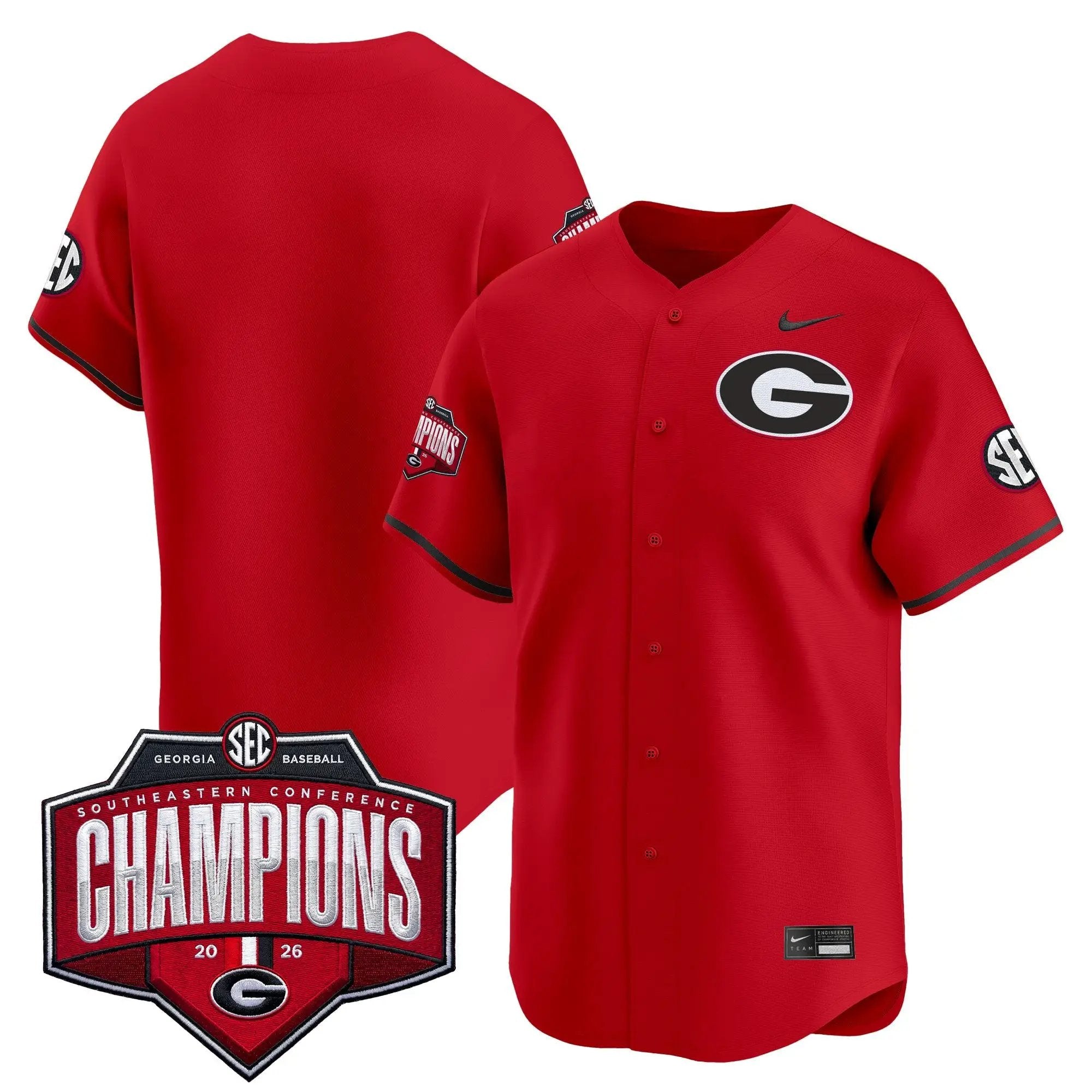 UGA Baseball Southeastern Confernce Champions 2026 Vapor Premier Limited Jersey - All Stitched by Digigearus