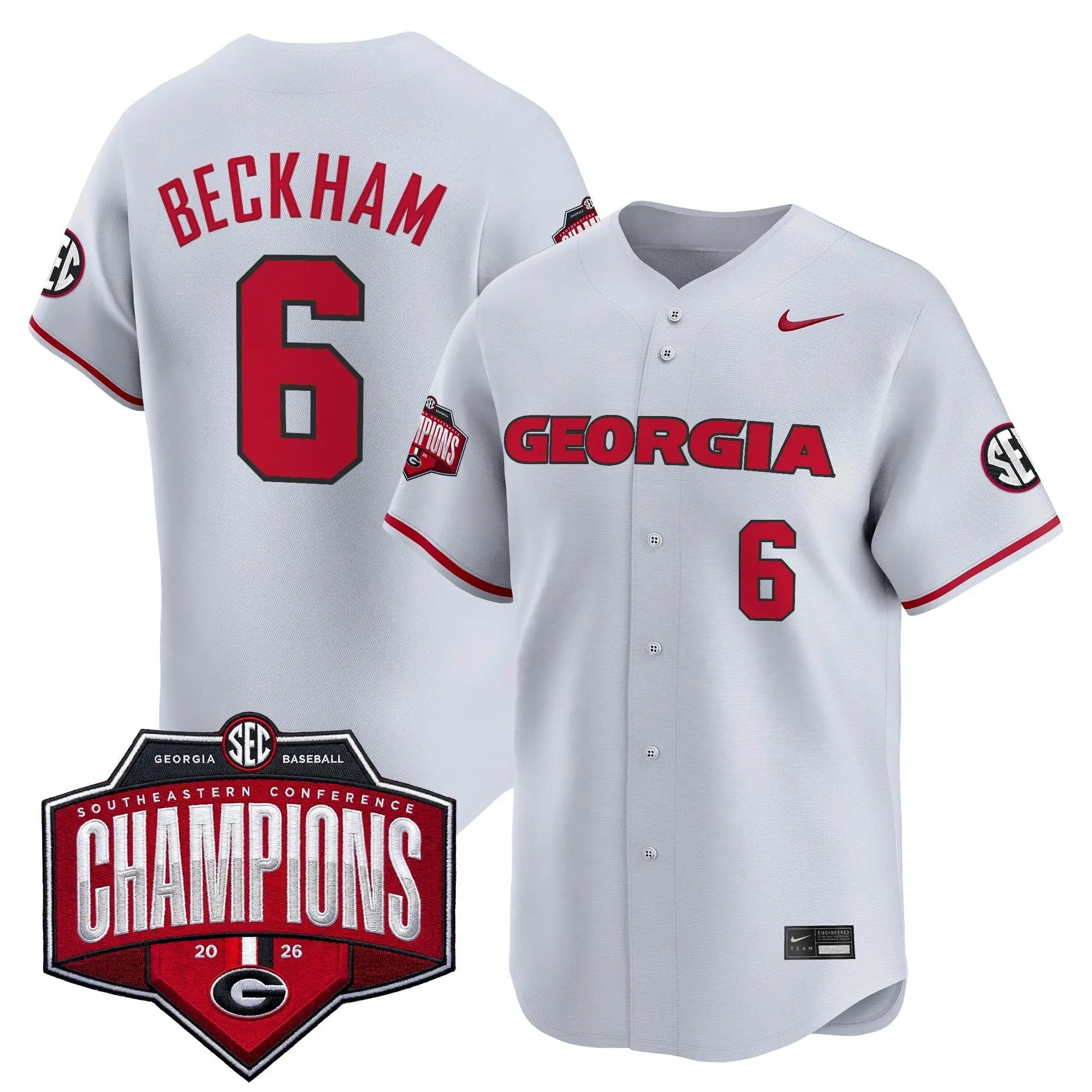 UGA Baseball Southeastern Confernce Champions 2026 Vapor Premier Limited Jersey - All Stitched by Digigearus